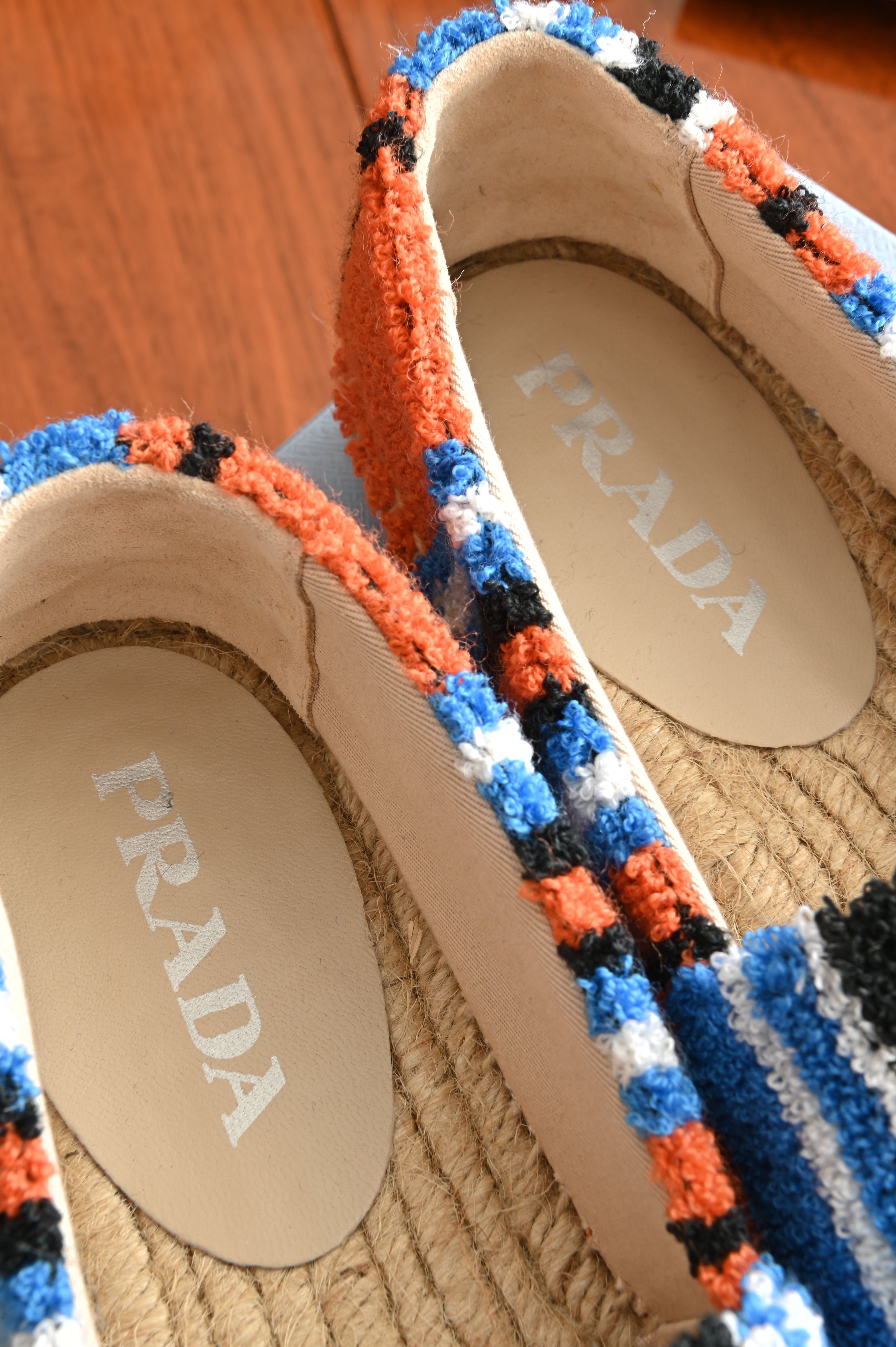 Prada Striped Terry Espadrille Loafers logo two