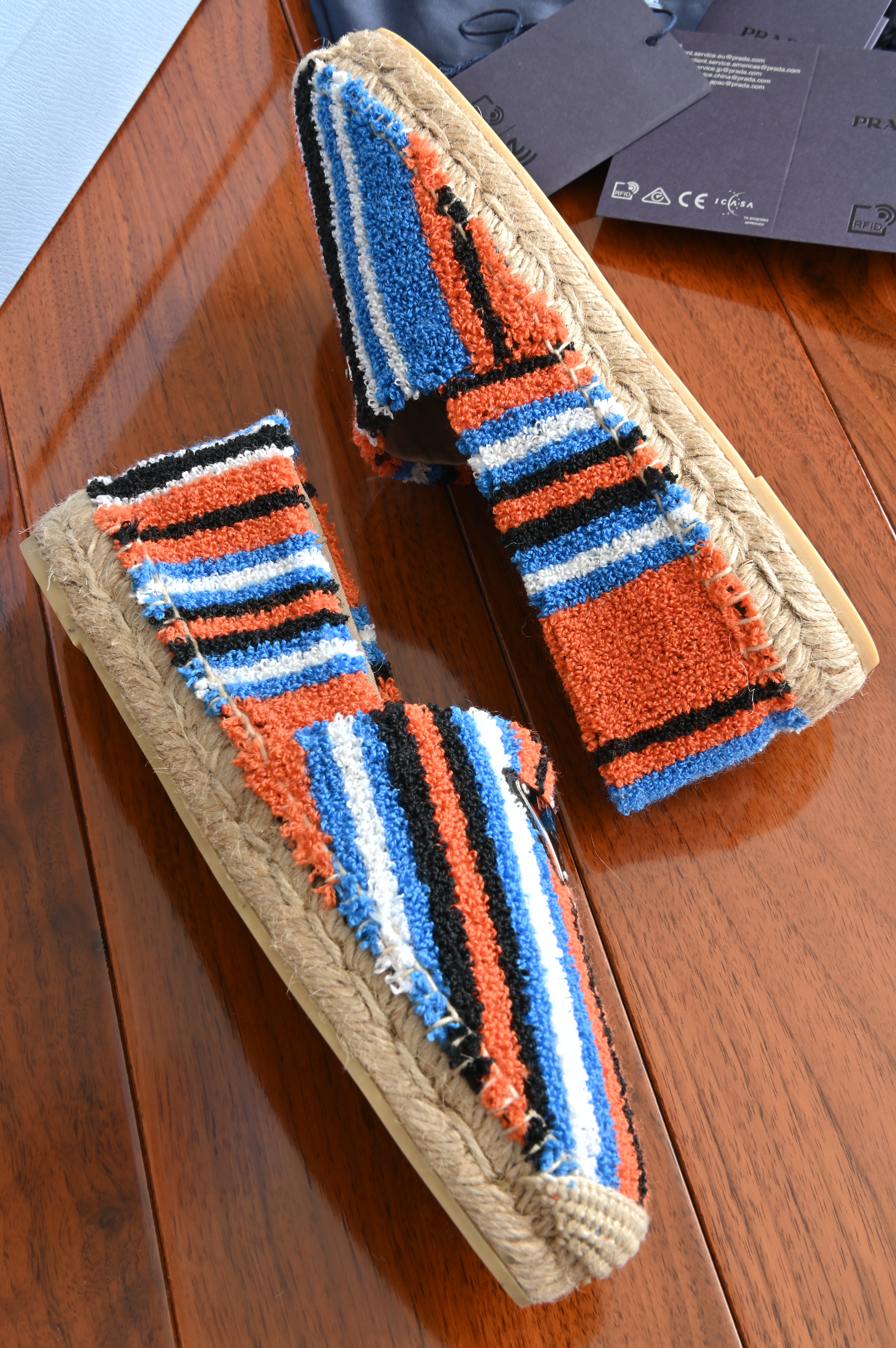 Prada Striped Terry Espadrille Loafers side