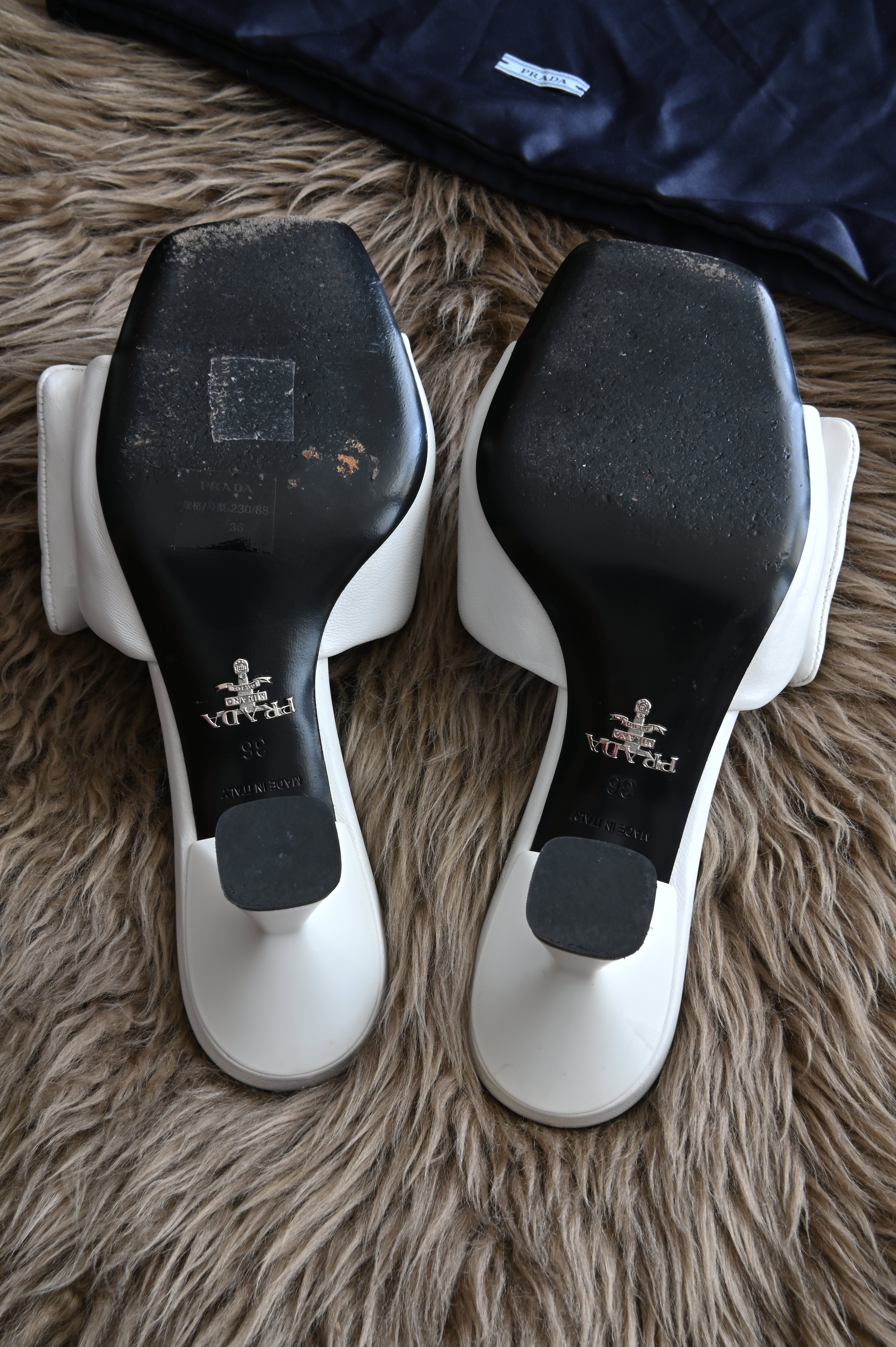 Prada White Padded Cushion Heels bottom