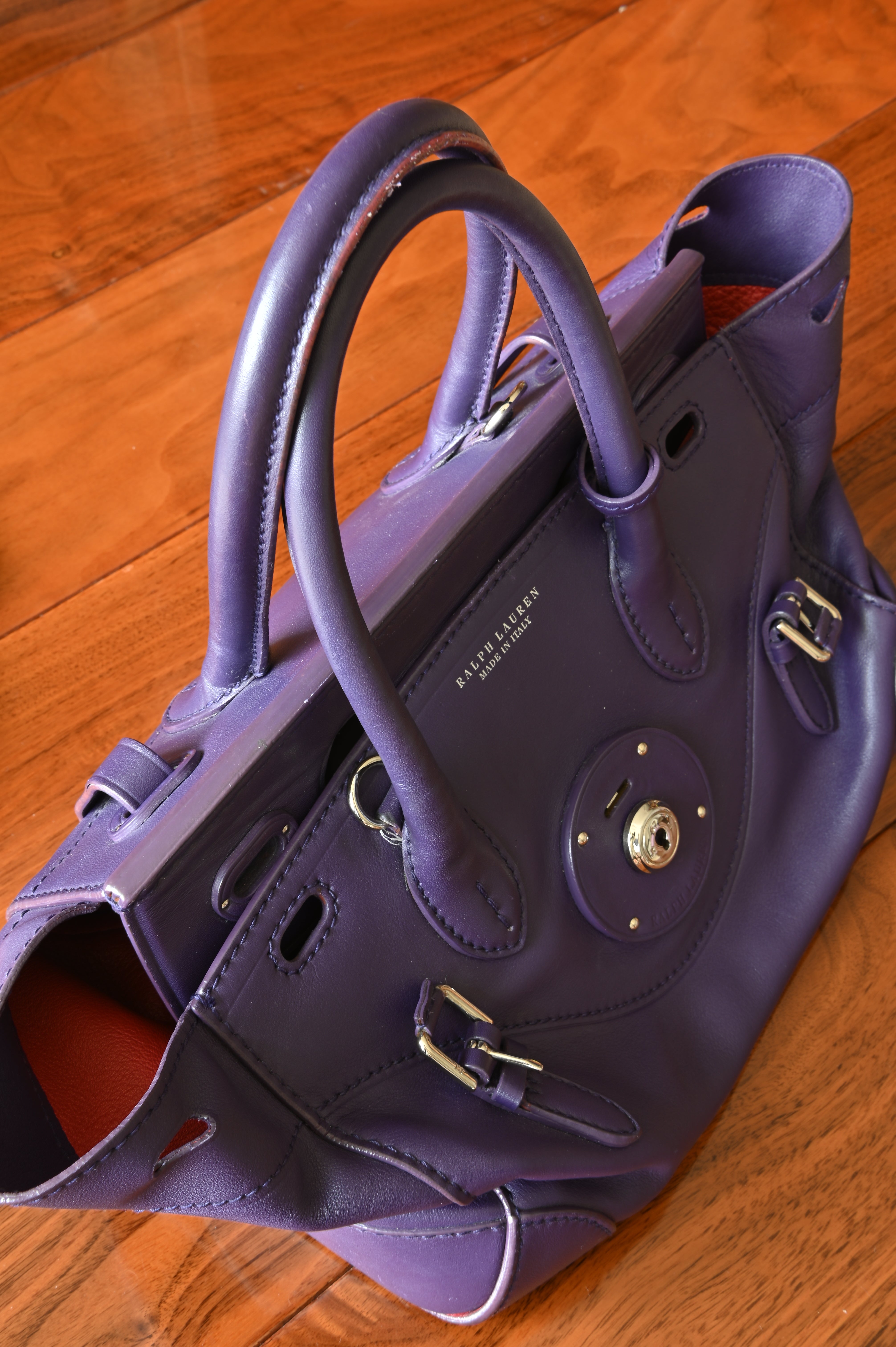 Ralph Lauren Purple Ricky Bag logo