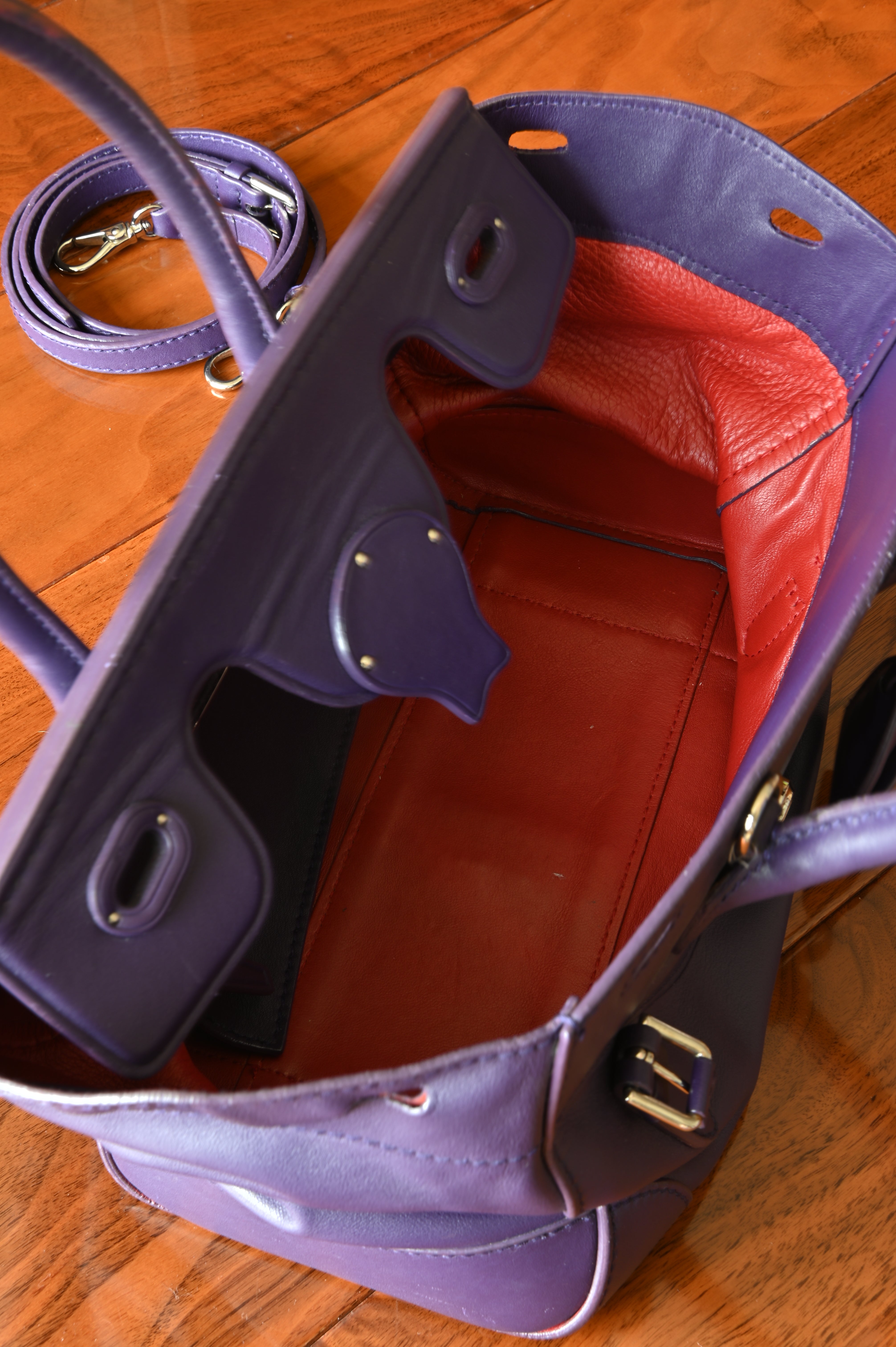 Ralph Lauren Purple Ricky Bag open