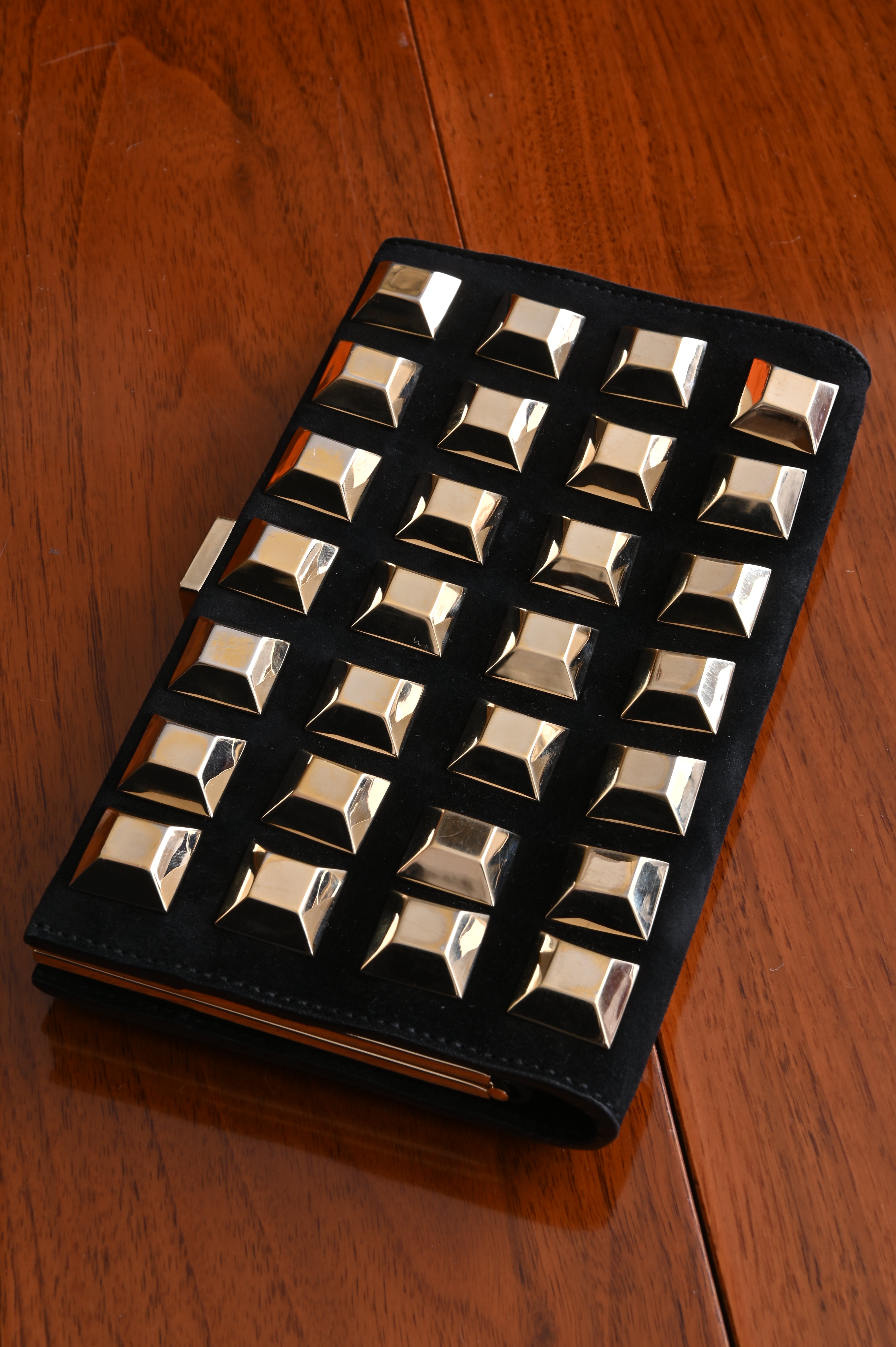 Roger Vivier Clutch with Gold studs and Crystal Embellished Buckle