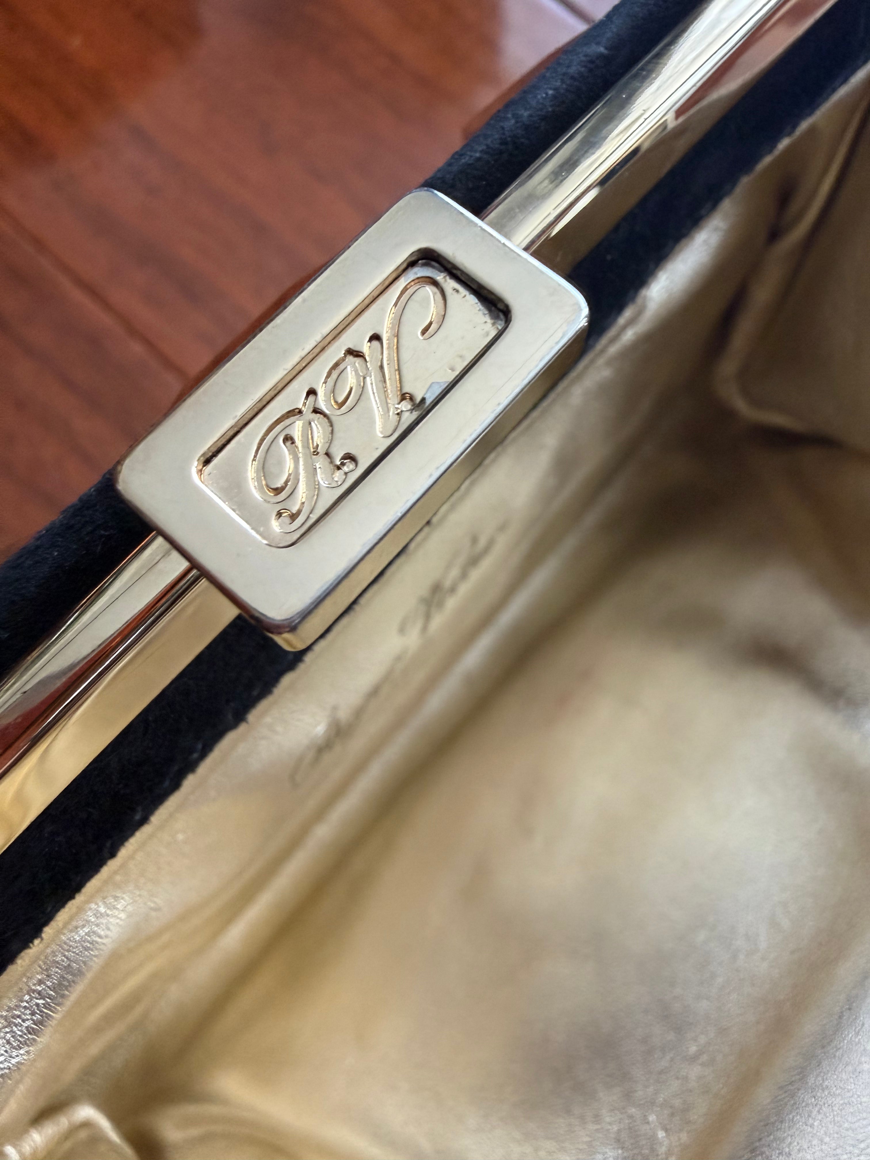 Roger Vivier Clutch with Gold studs and Crystal Embellished Buckle