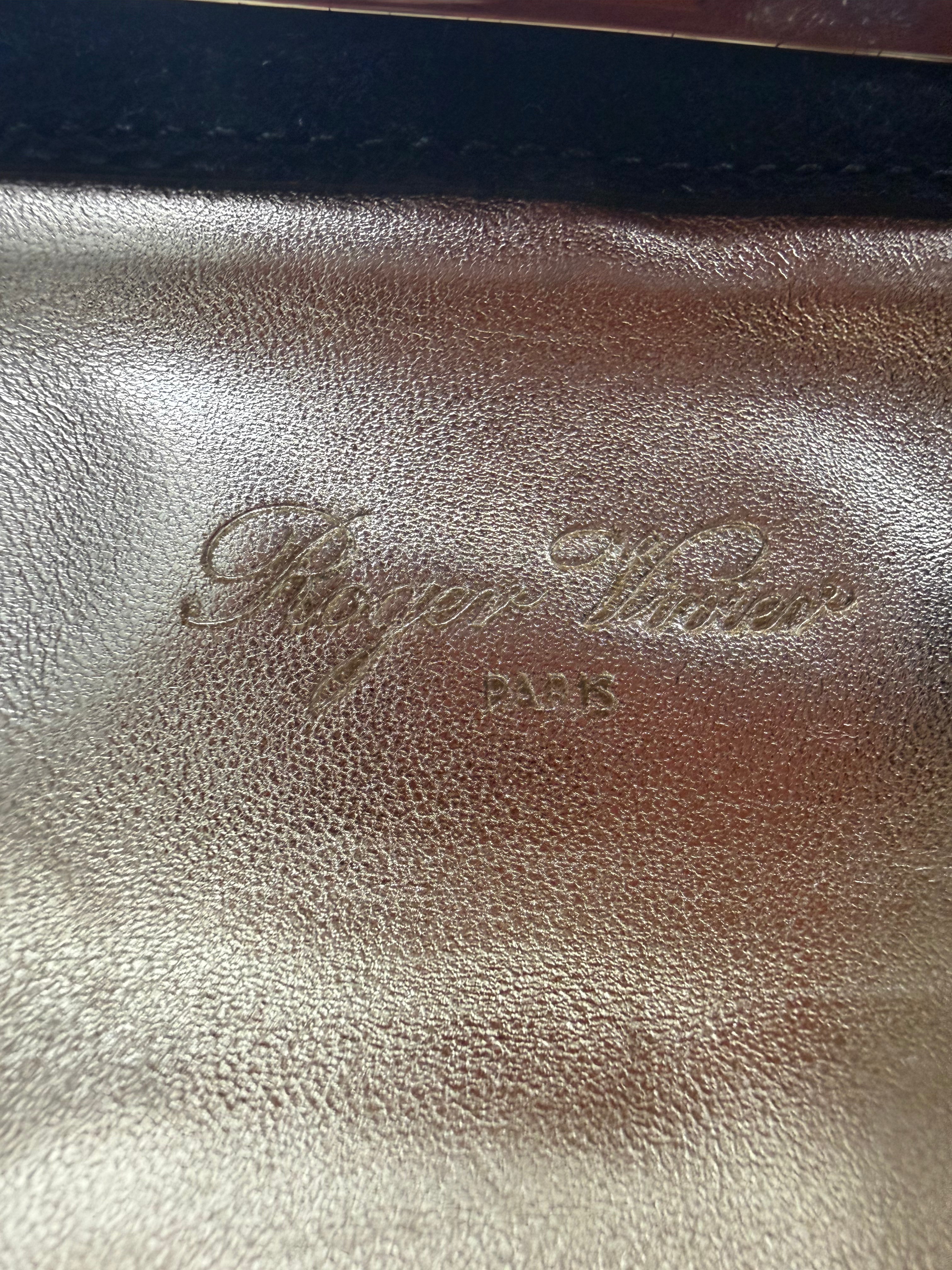 Roger Vivier Clutch with Gold studs and Crystal Embellished Buckle