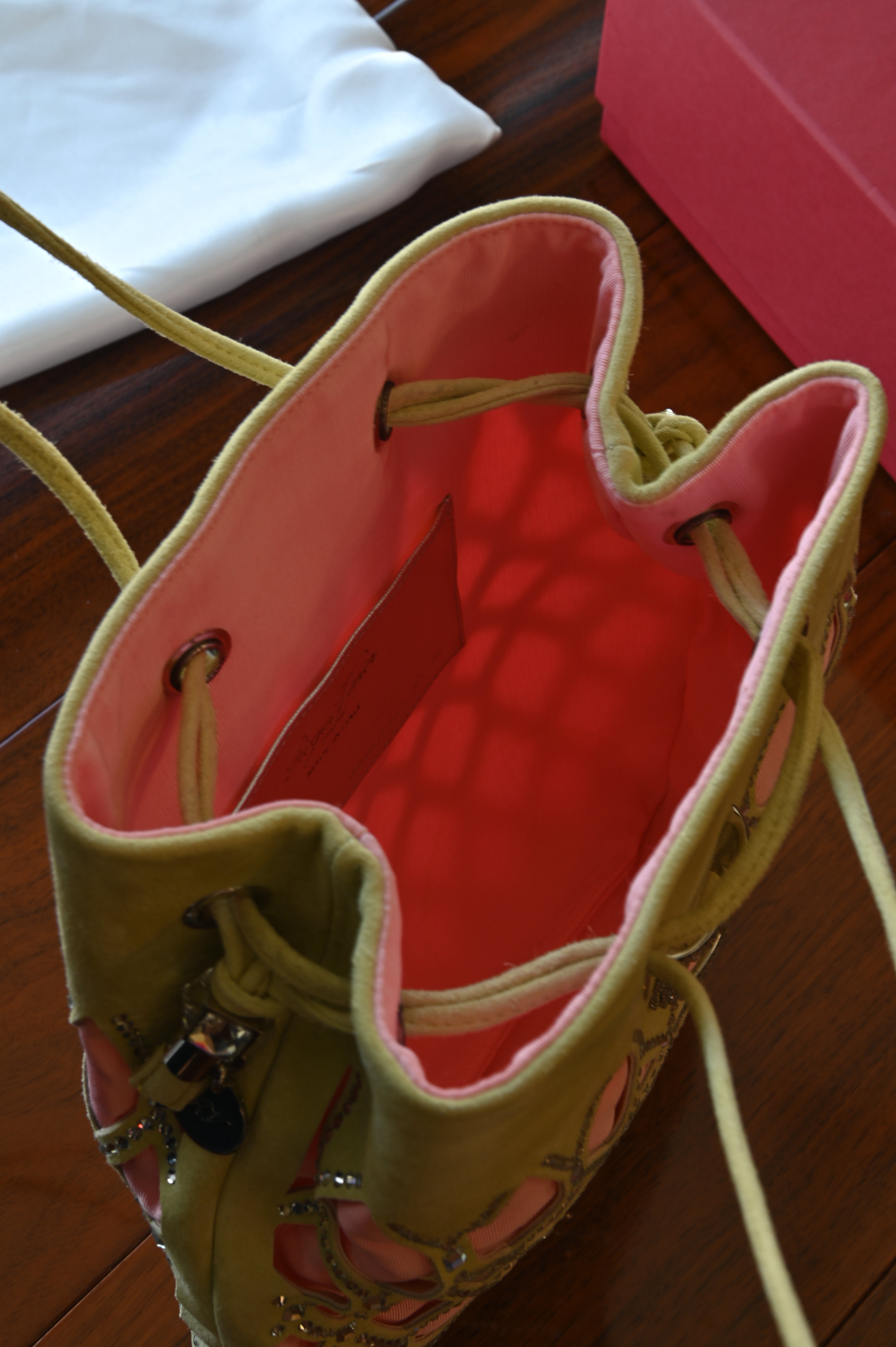 Roger Vivier Green Pink Queeny Bucket Bag top