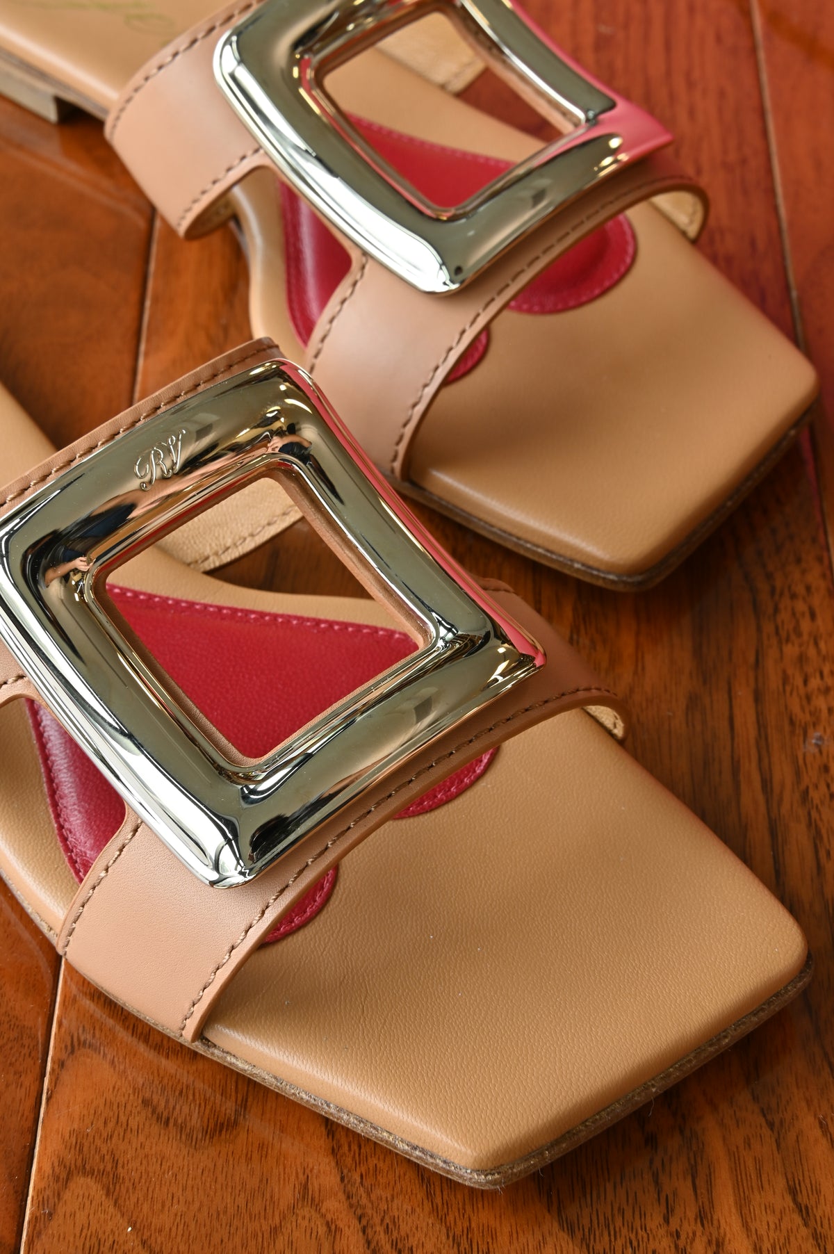 Roger Vivier Heart Brown Flat Sandals front