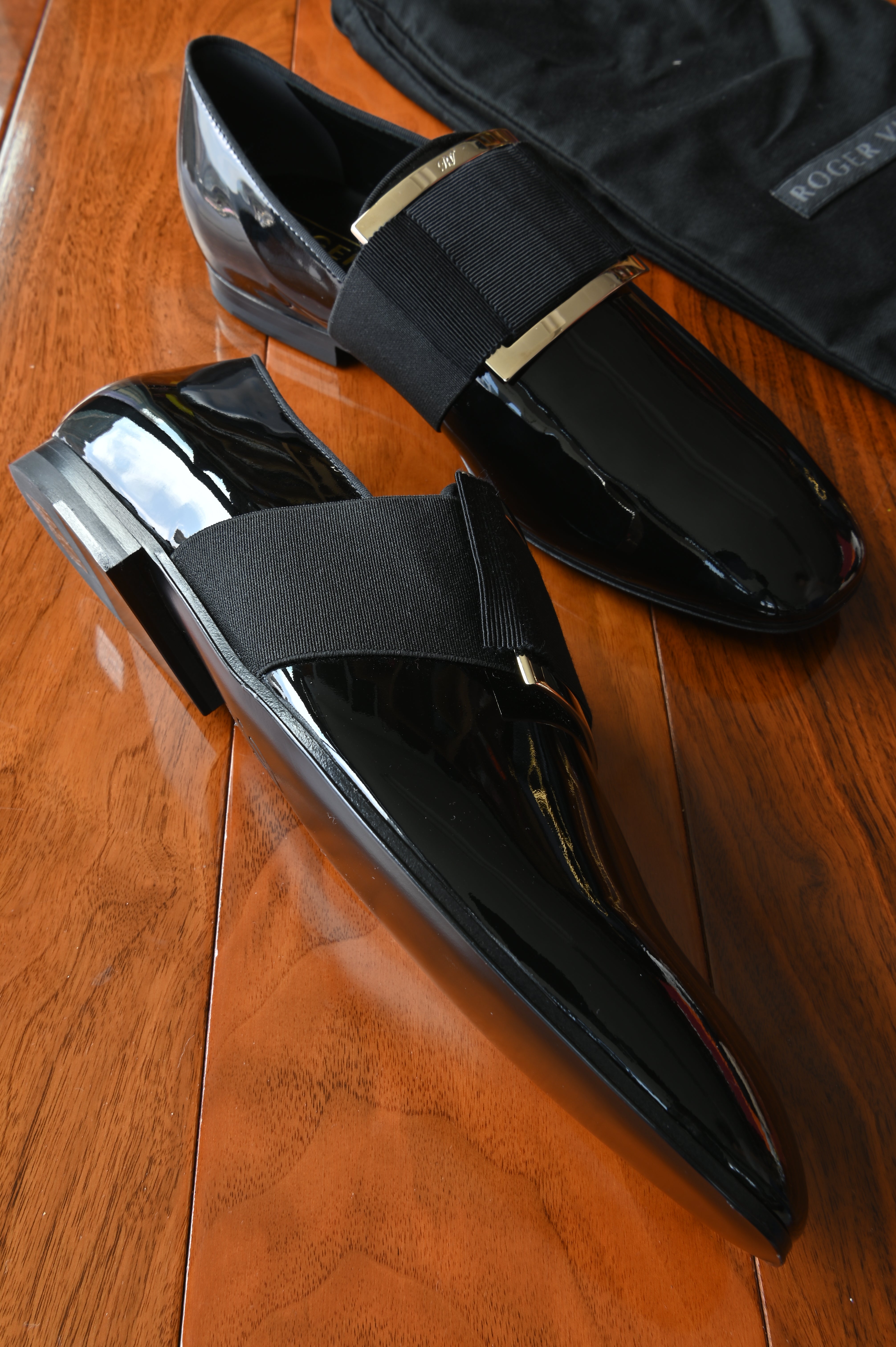 Roger Vivier Tuxedo Man Black Patent Loafers left
