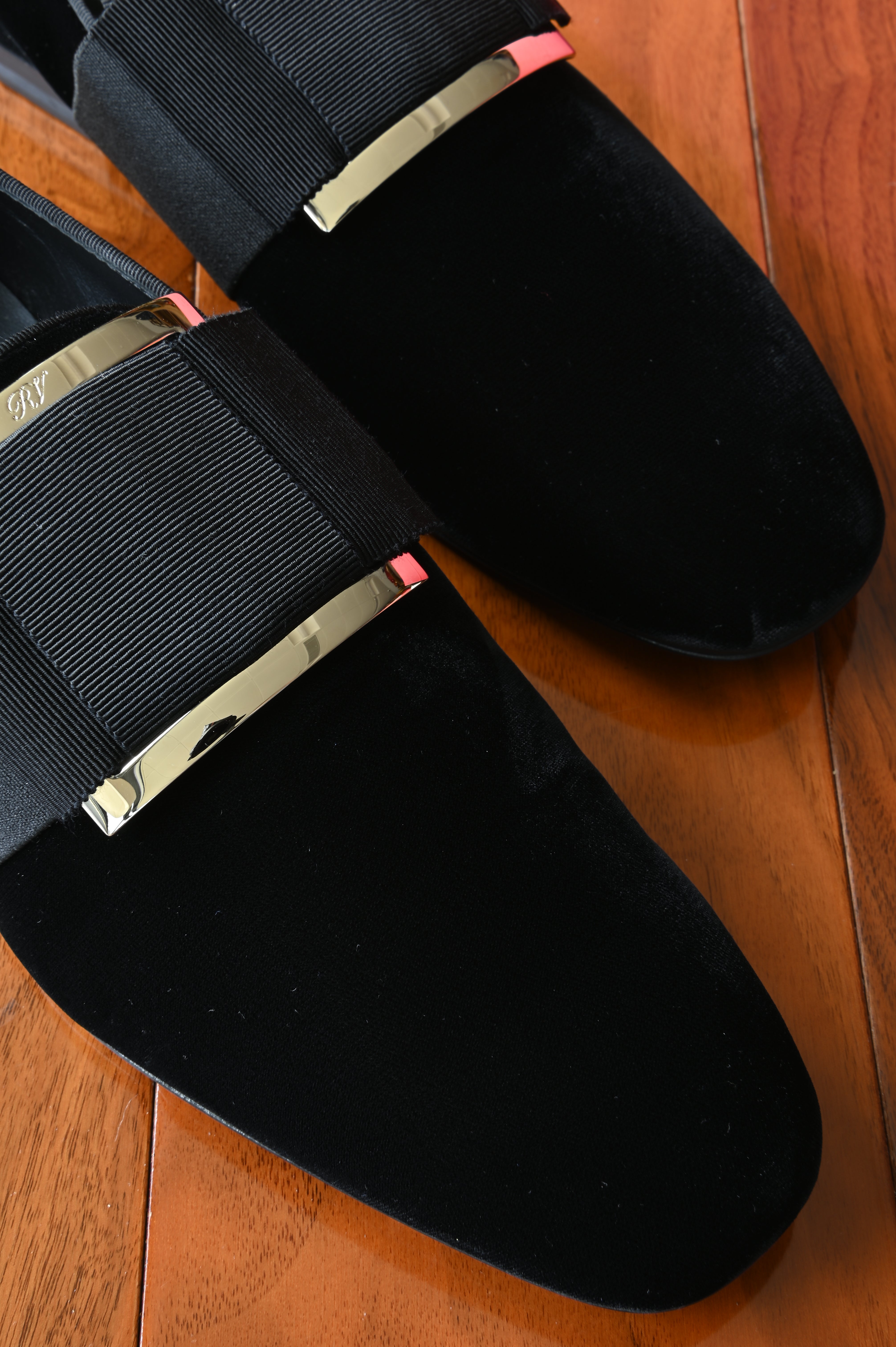 Roger Vivier Tuxedo Man Loafers in Black Velvet front