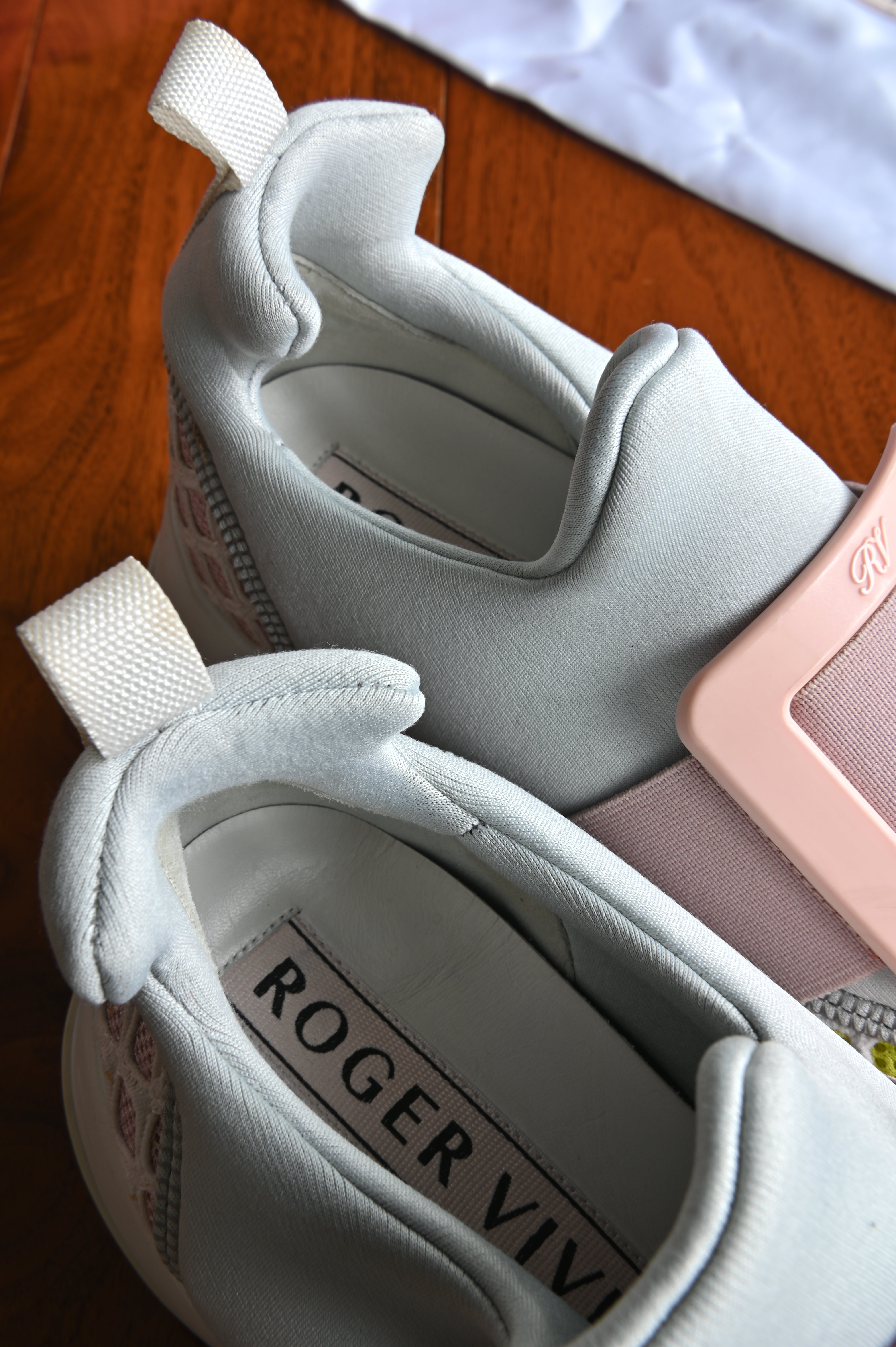 Roger Vivier Viv' Run Tri-Color Sneakers hem