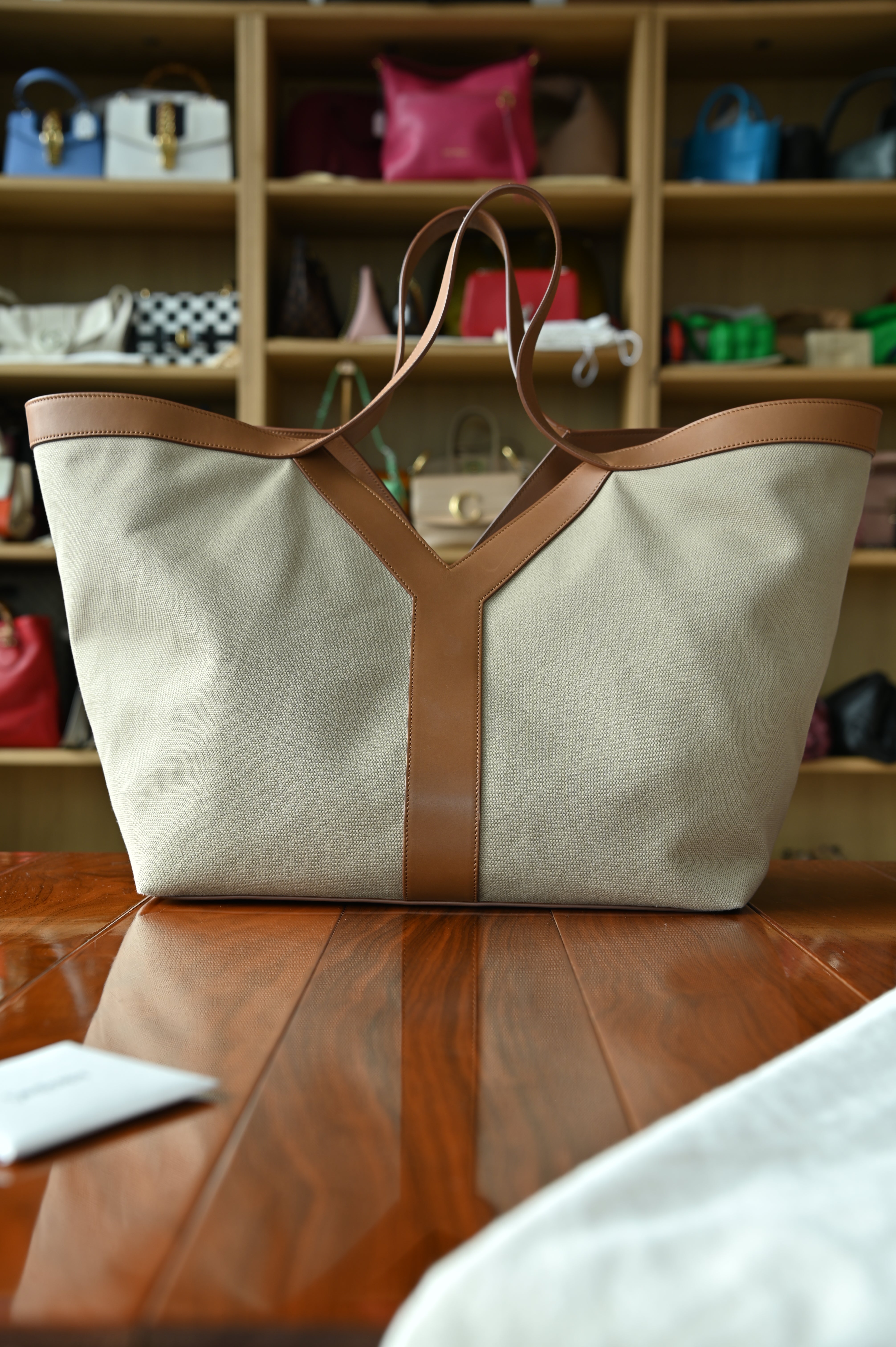 Saint Laurent Beige Y Cabas Bag back