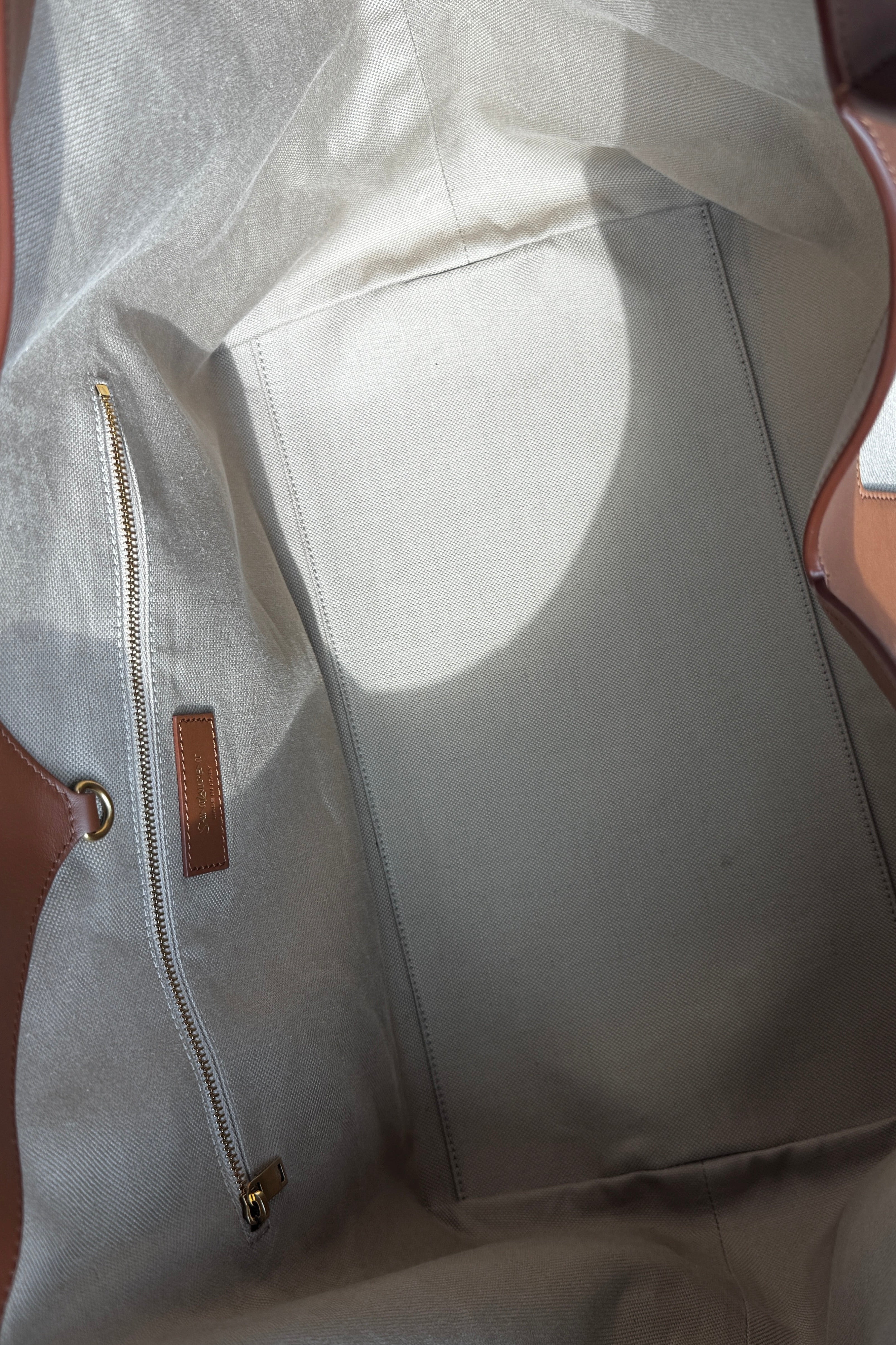 Saint Laurent Beige Y Cabas Bag inside two