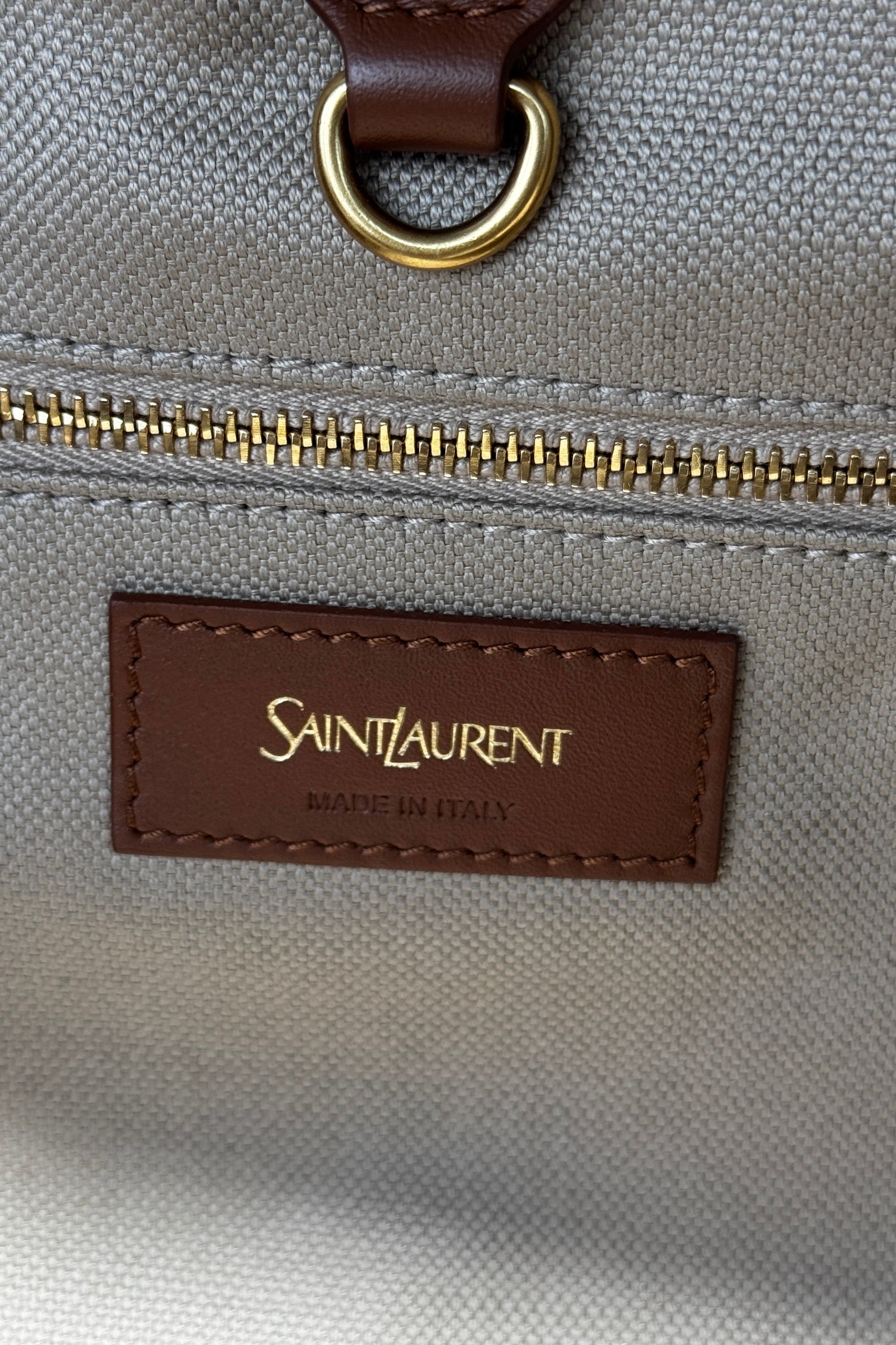 Saint Laurent Beige Y Cabas Bag logo two