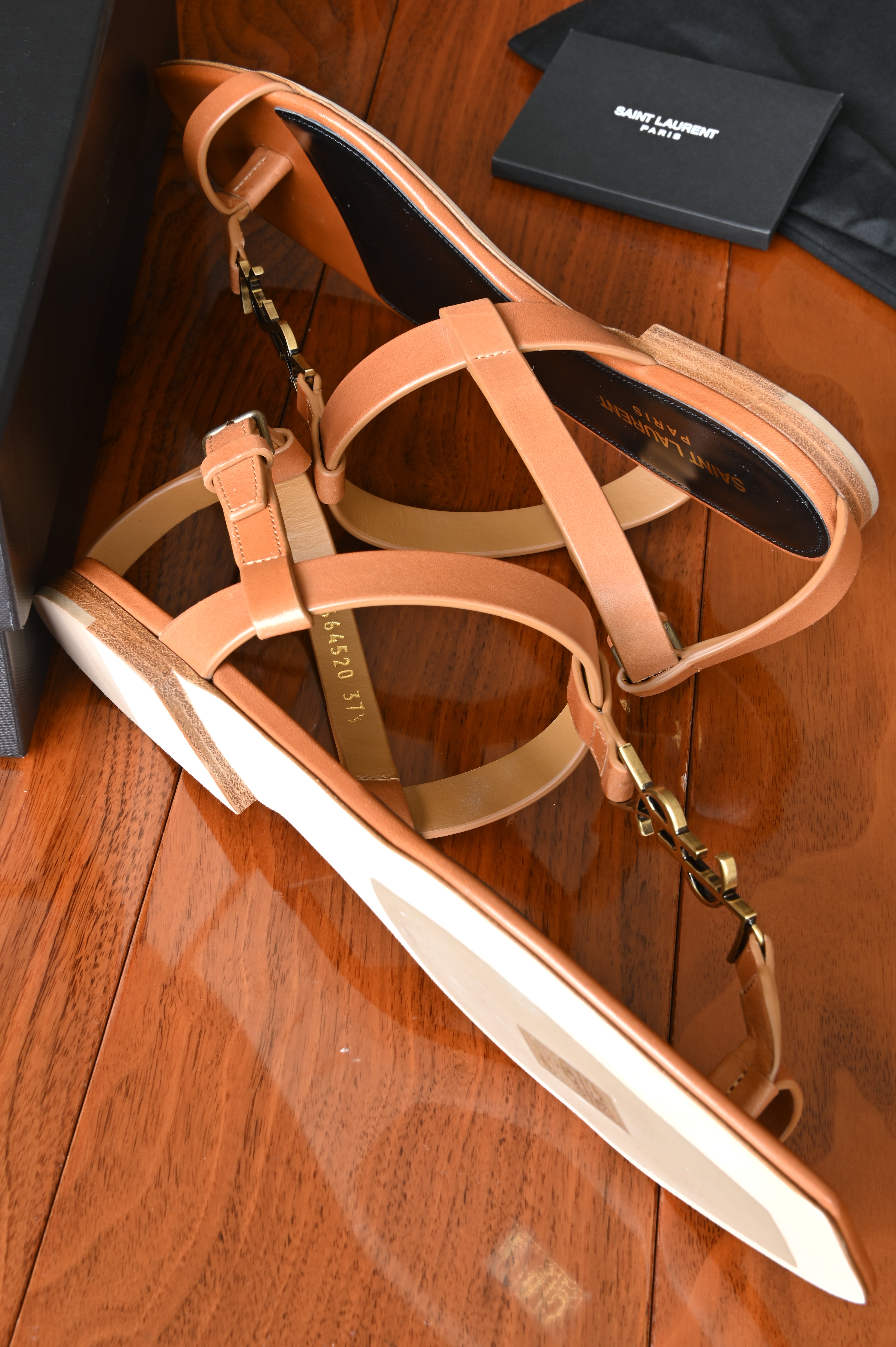Saint Laurent Brown Cassandra Flat Thong Sandals side