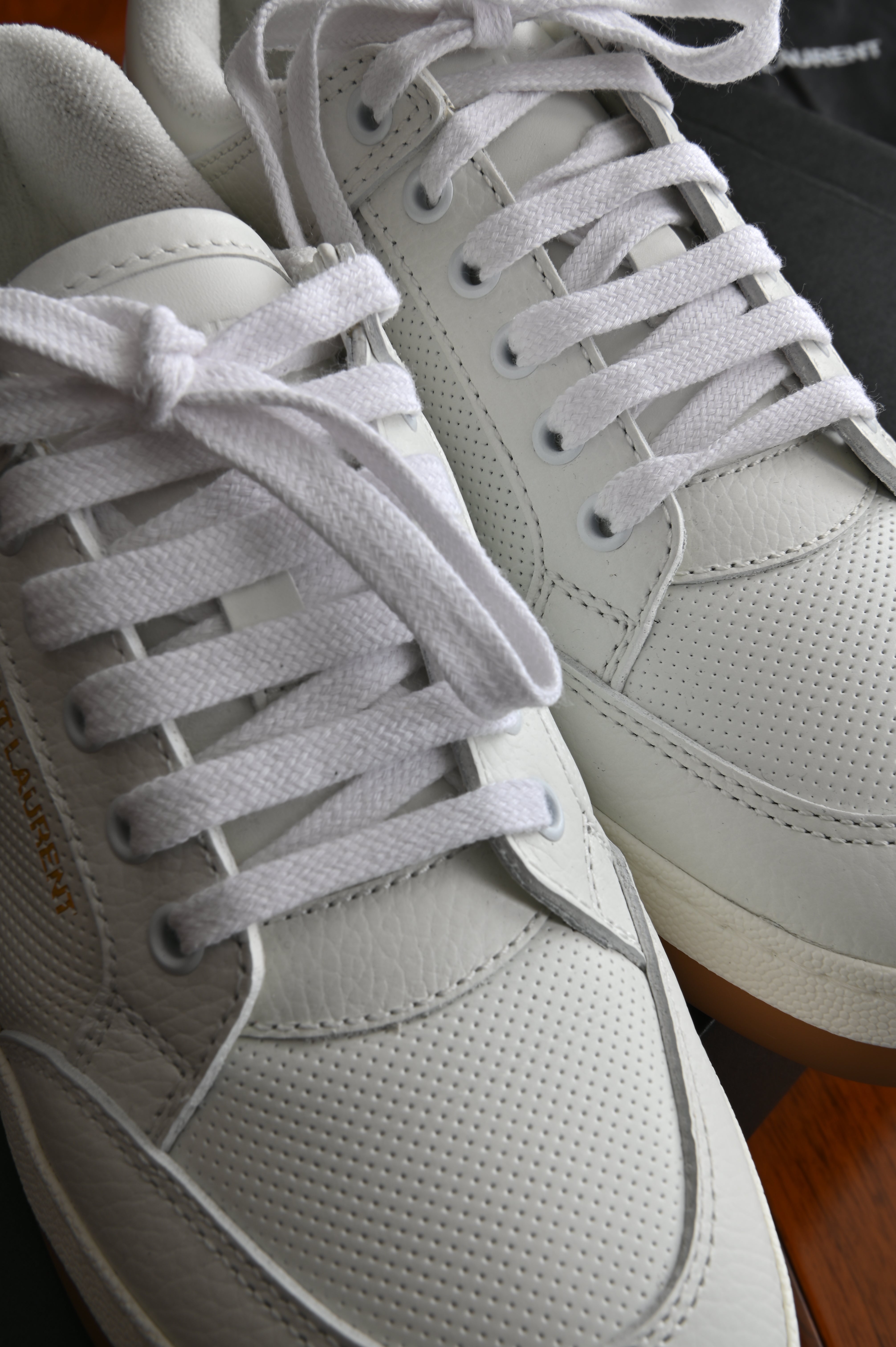 Saint Laurent SL/61 Perforated Leather Sneakers laces