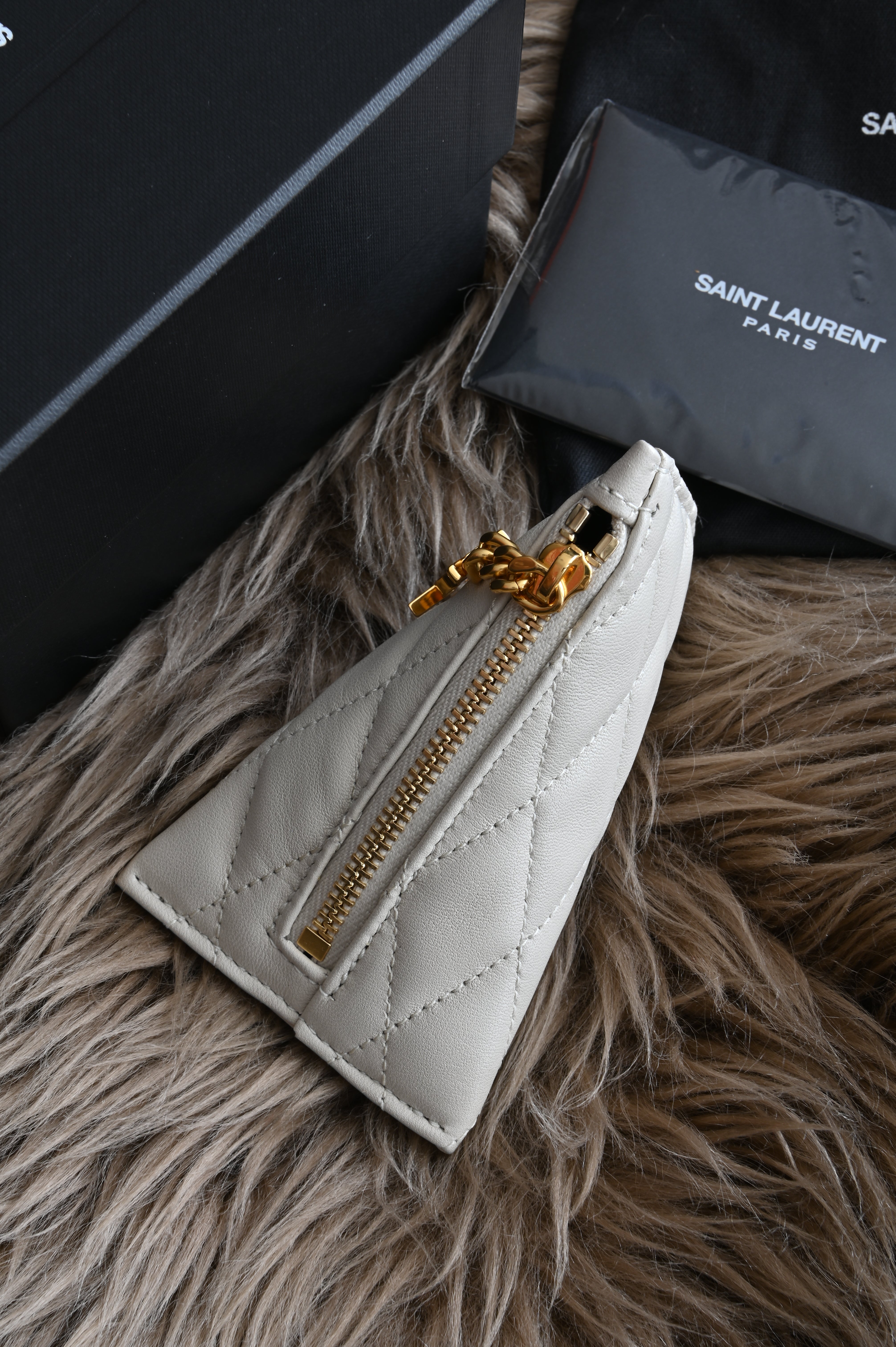 Saint Laurent YSL Grey Coin Purse front