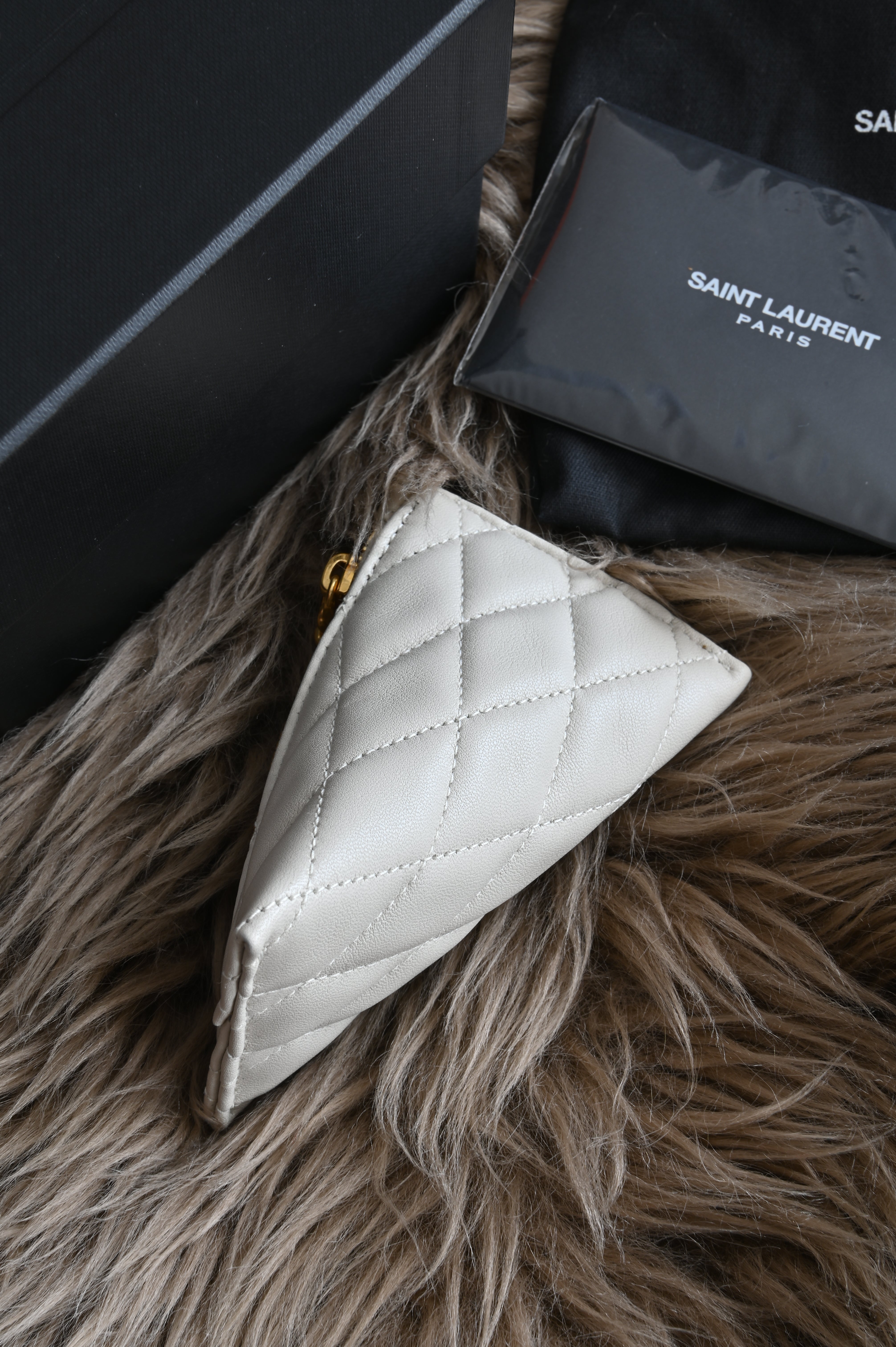 Saint Laurent YSL Grey Coin Purse side