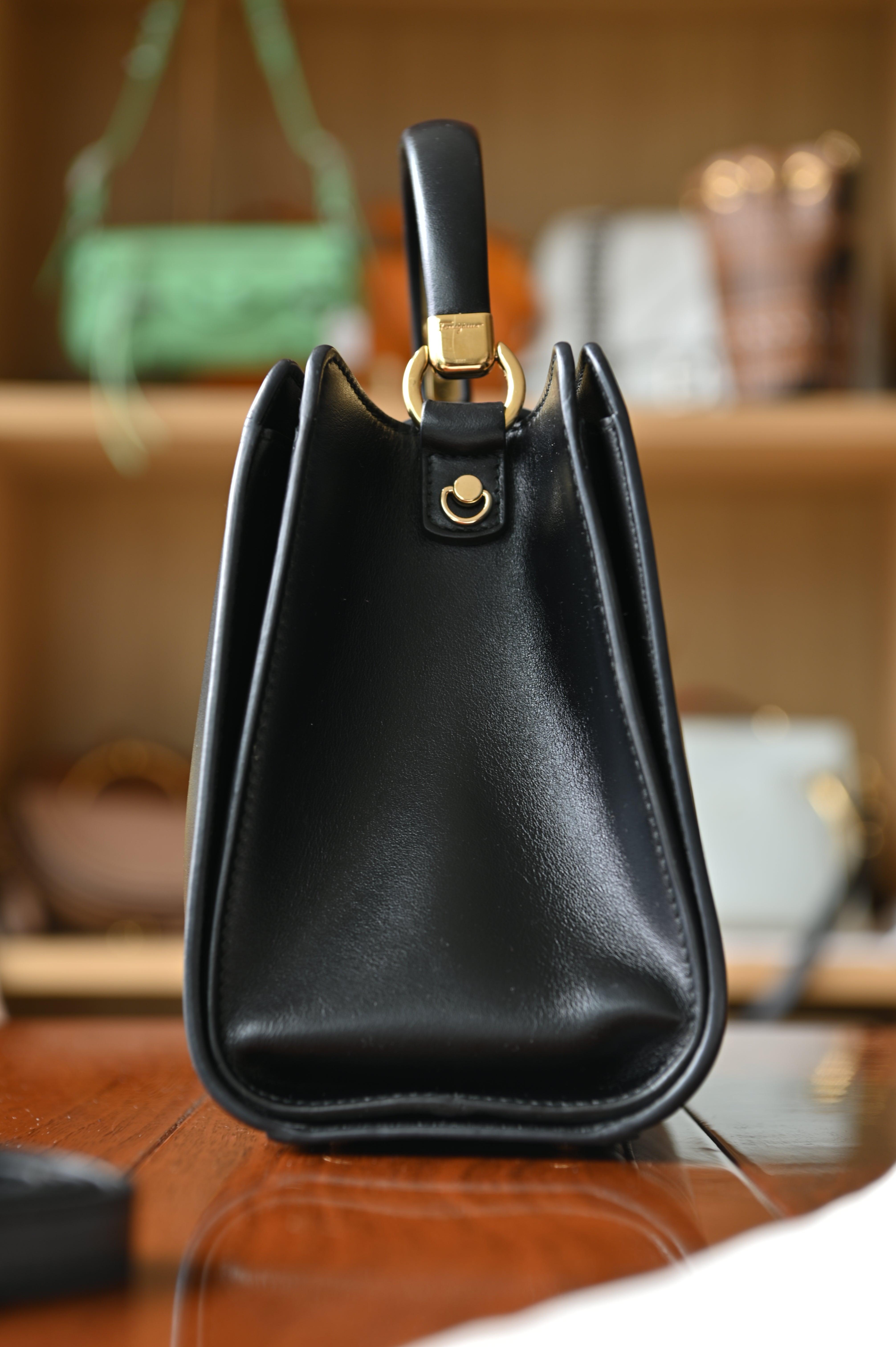 Salvatore Ferragamo Black Tote Bag side
