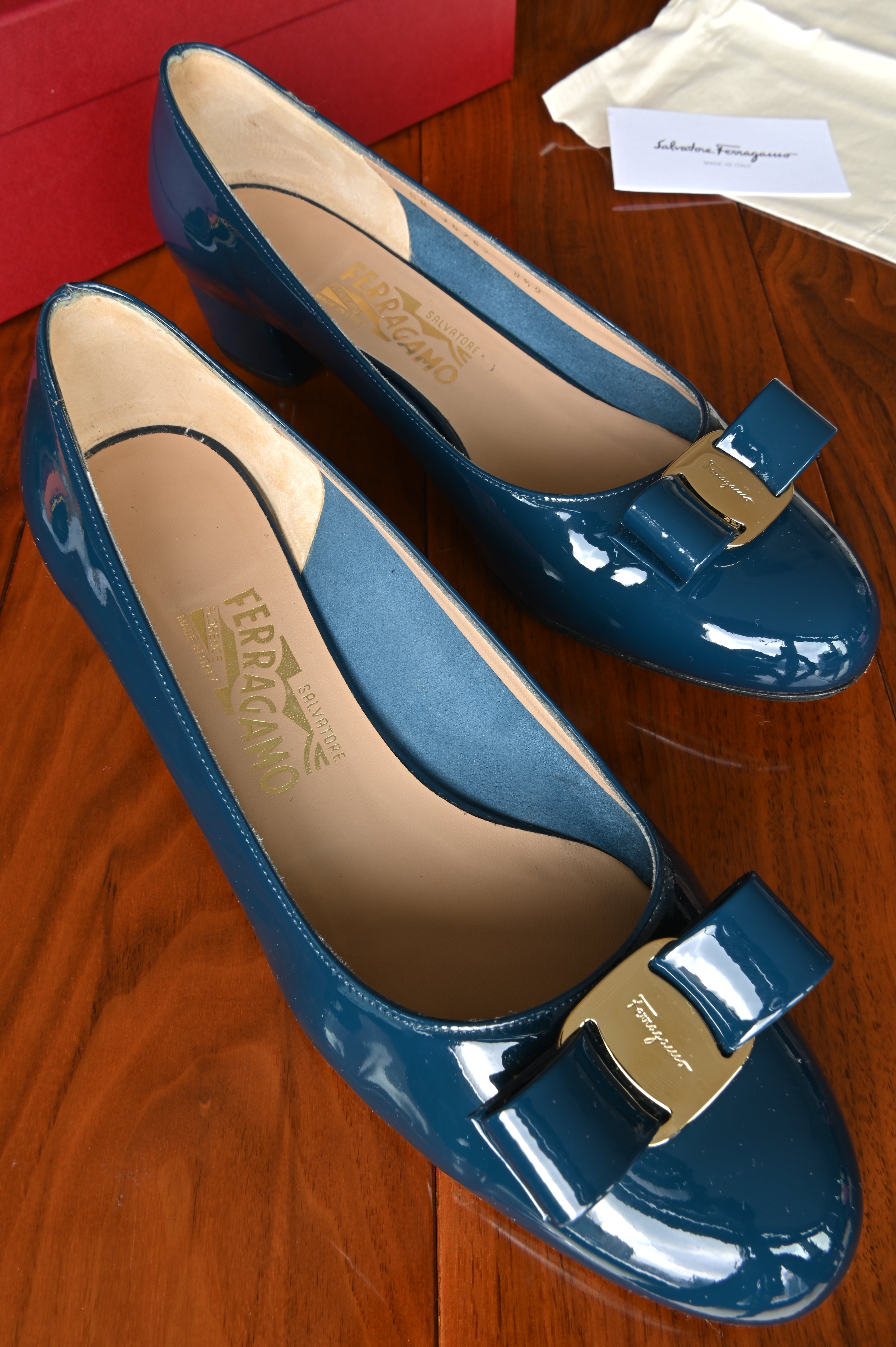 Salvatore Ferragamo Blue Vara Pumps