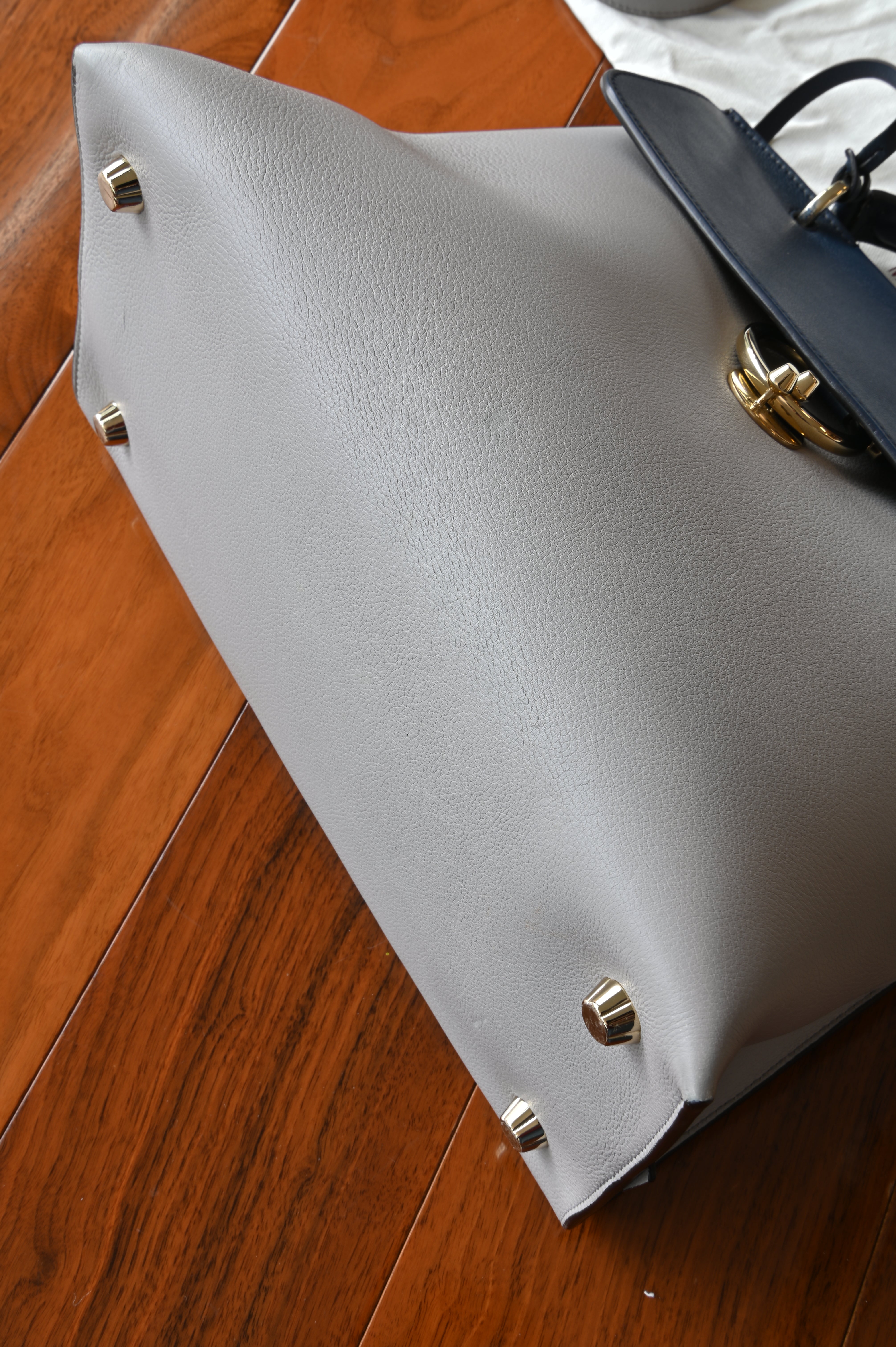 Salvatore Ferragamo Grey Blue Top Handle Bag bottom