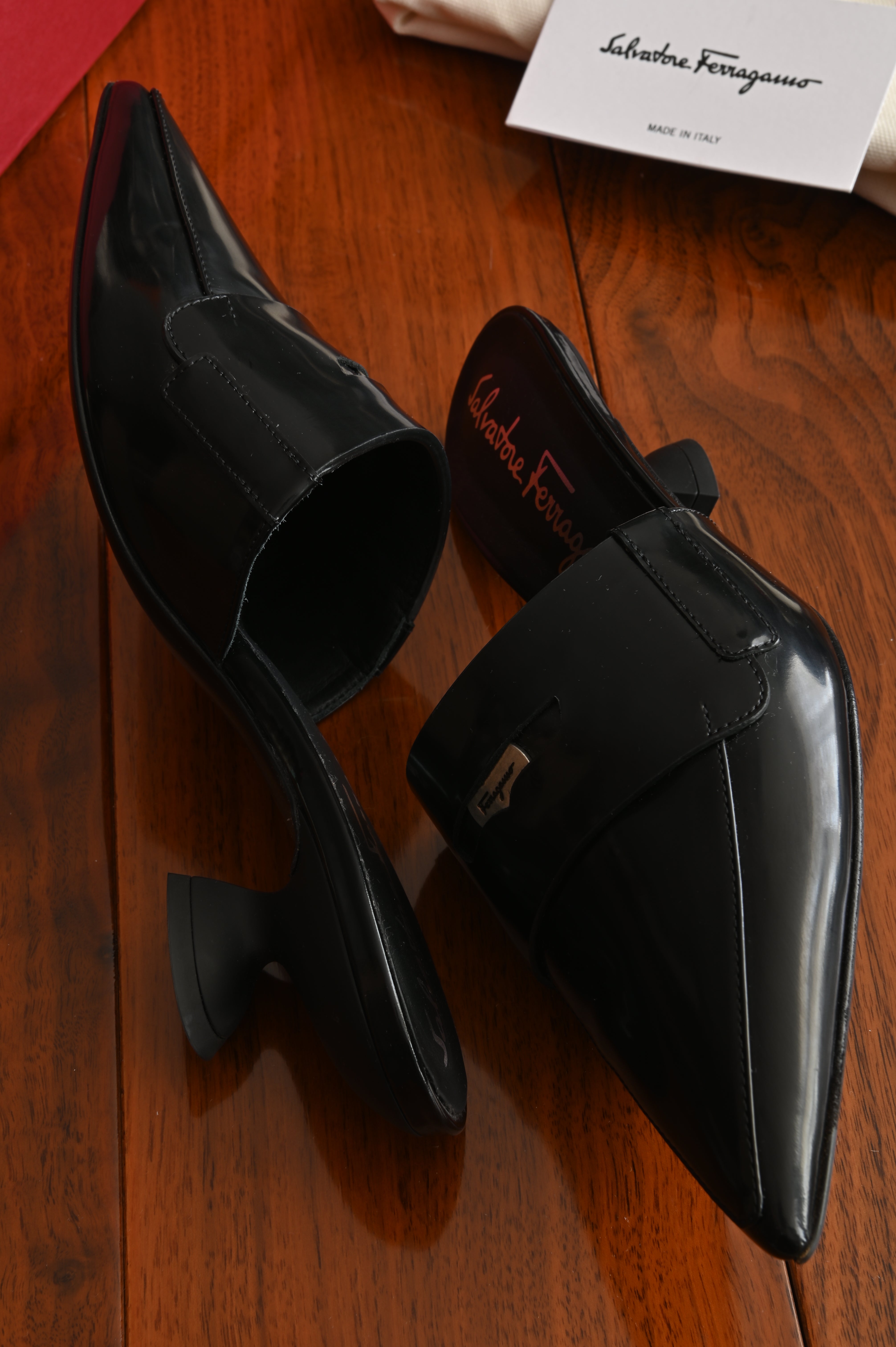 Salvatore Ferragamo Nyta pointed-toe mules in black calf leather side two