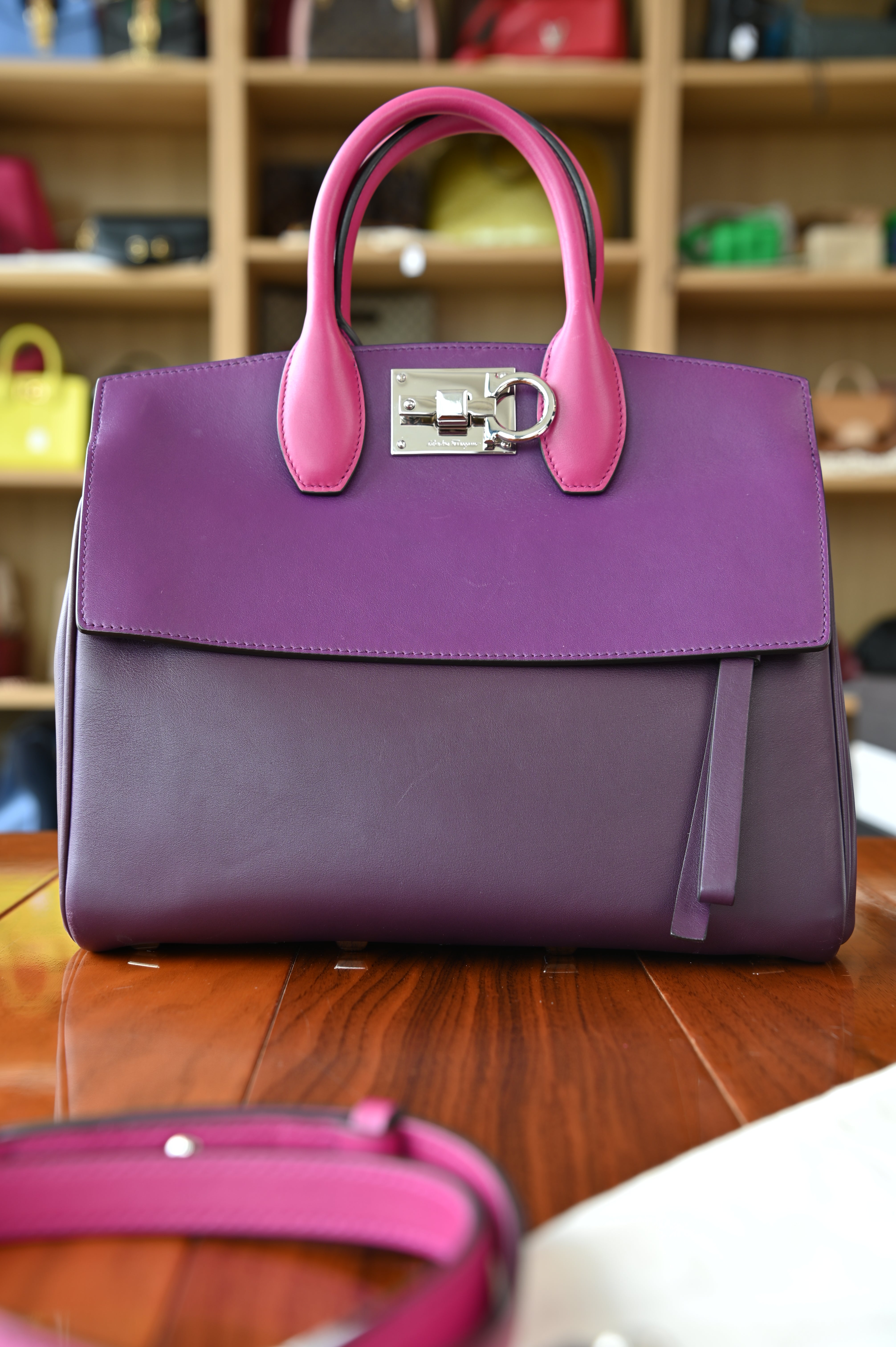 Salvatore Ferragamo Purple Pink Top Handle Bag