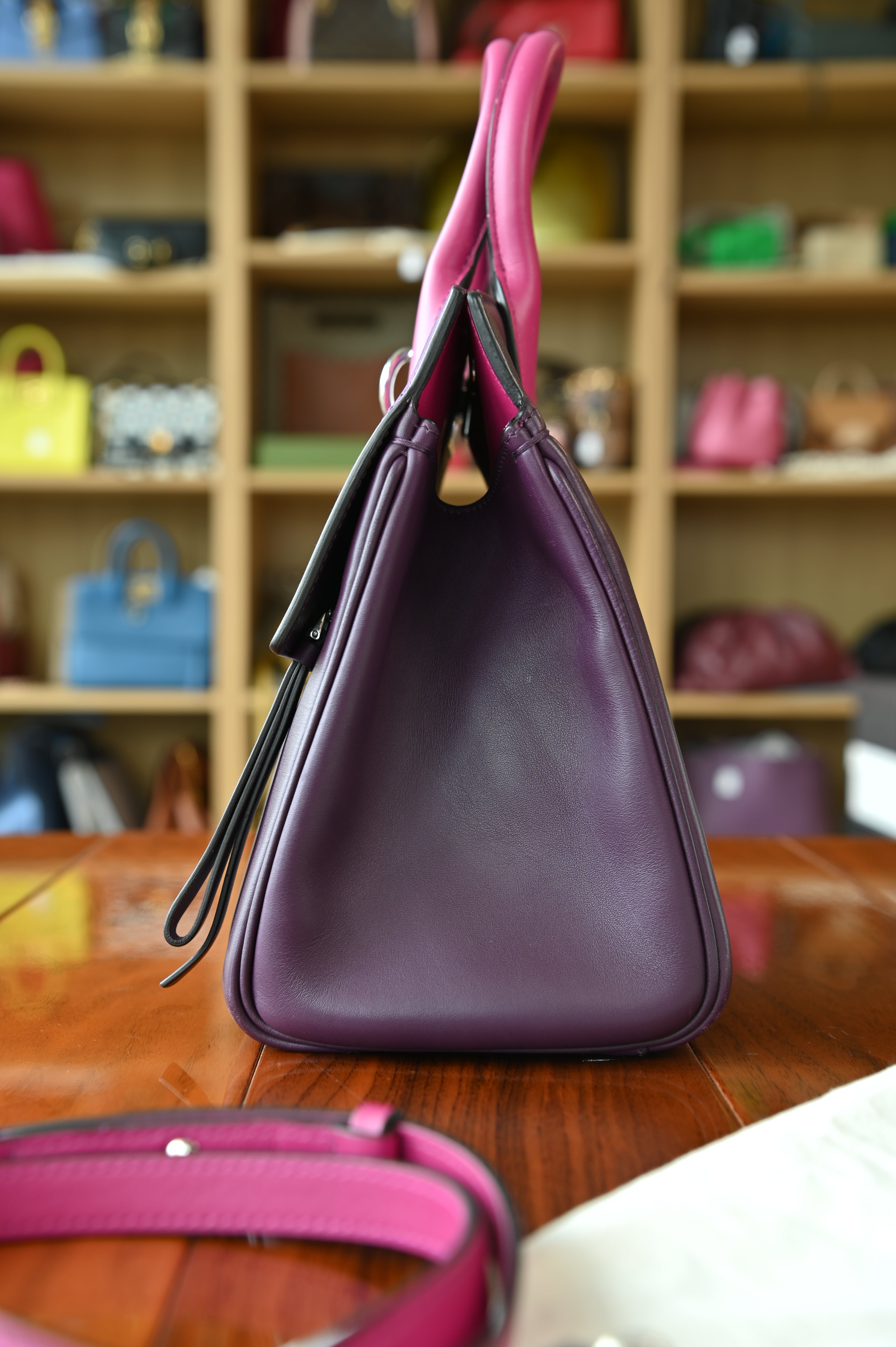 Salvatore Ferragamo Purple Pink Top Handle Bag side