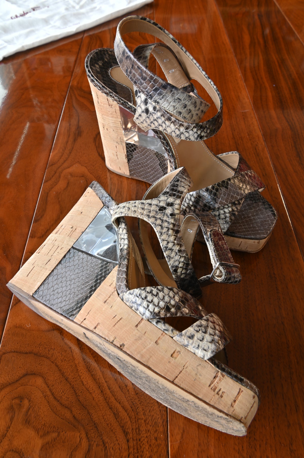 Salvatore Ferragamo Snake Leather Sandals left