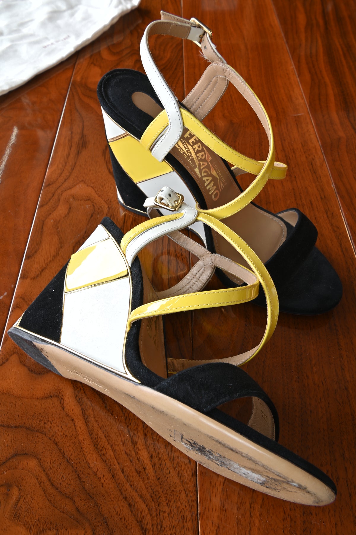 Salvatore Ferragamo TriColor Slingback Sandals left