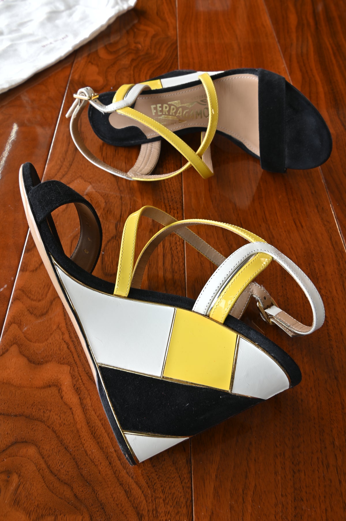 Salvatore Ferragamo TriColor Slingback Sandals side two