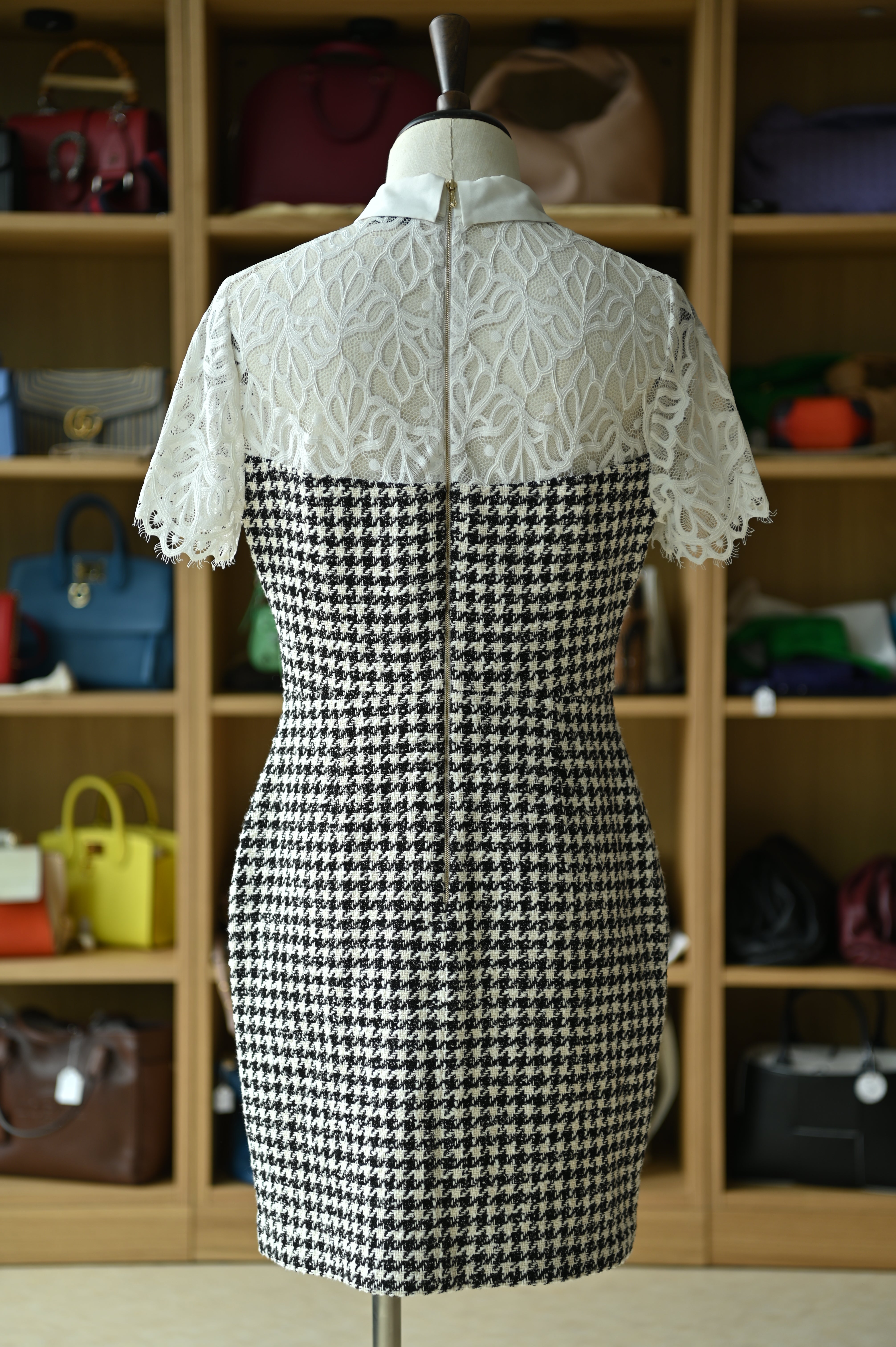 Sandro Rozeana Black White Mini Dress back
