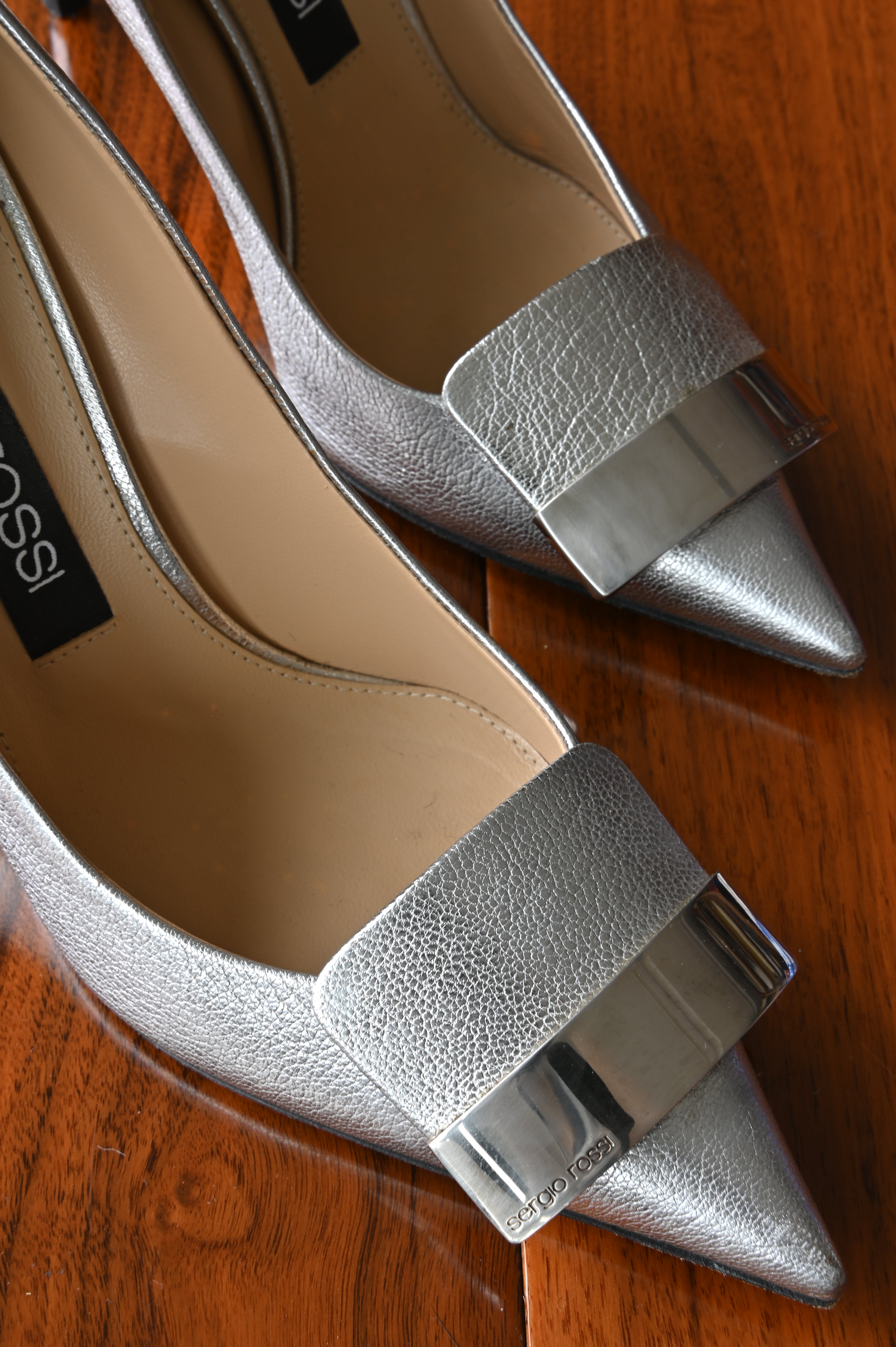 Sergio Rossi Sr1 Metallic Leather Pumps front