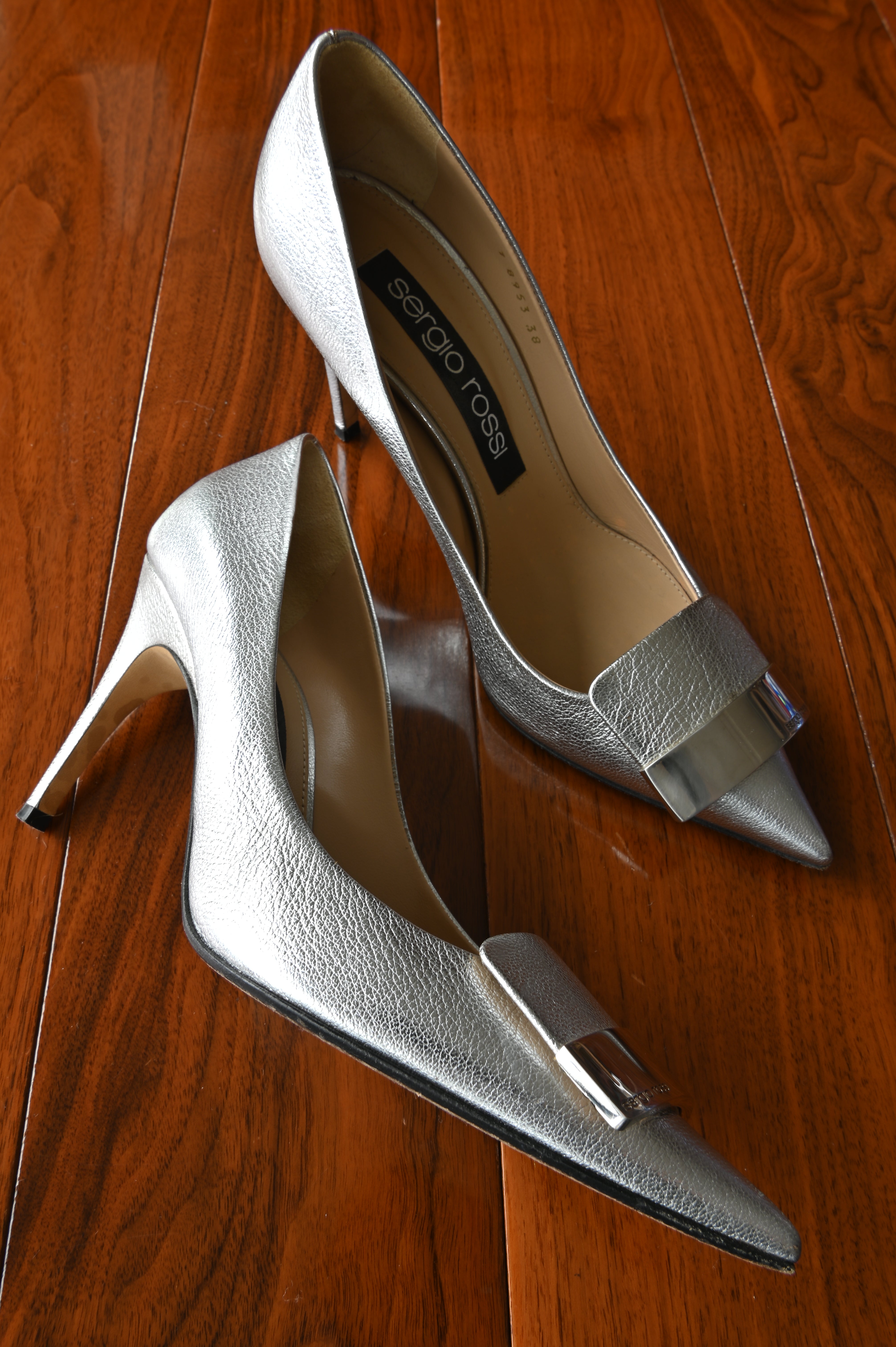 Sergio Rossi Sr1 Metallic Leather Pumps left