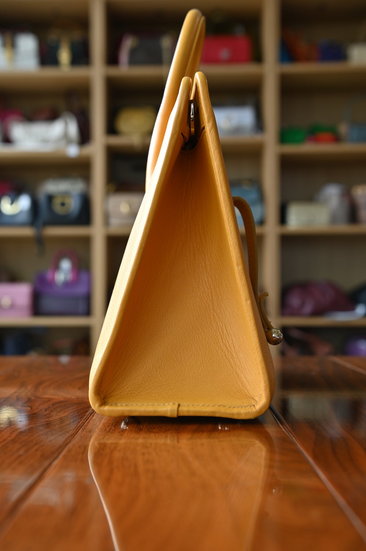 Strathberry Yellow Mustard Top Handle Bag side