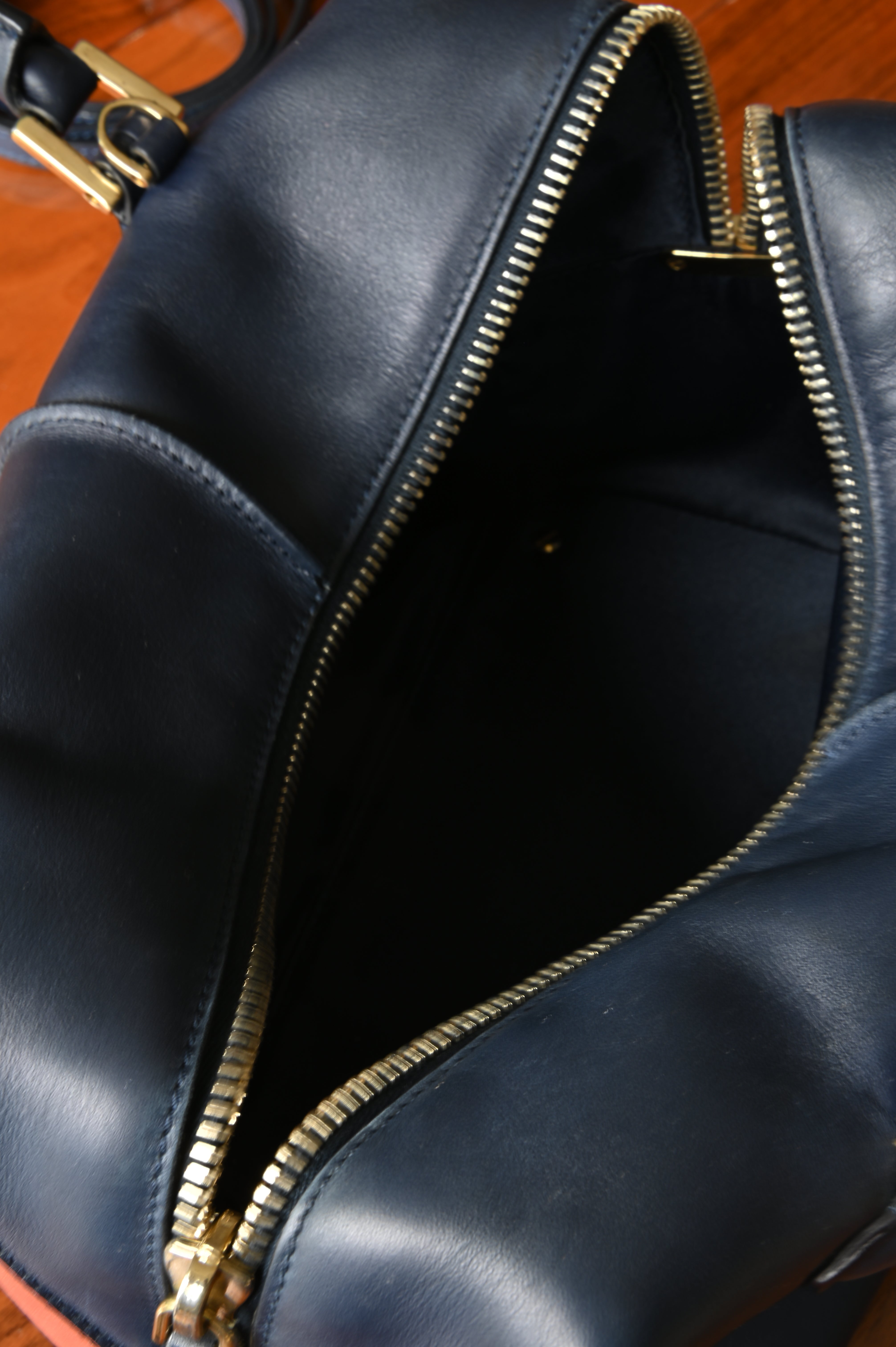 Tod's Black Orange Di Bag open