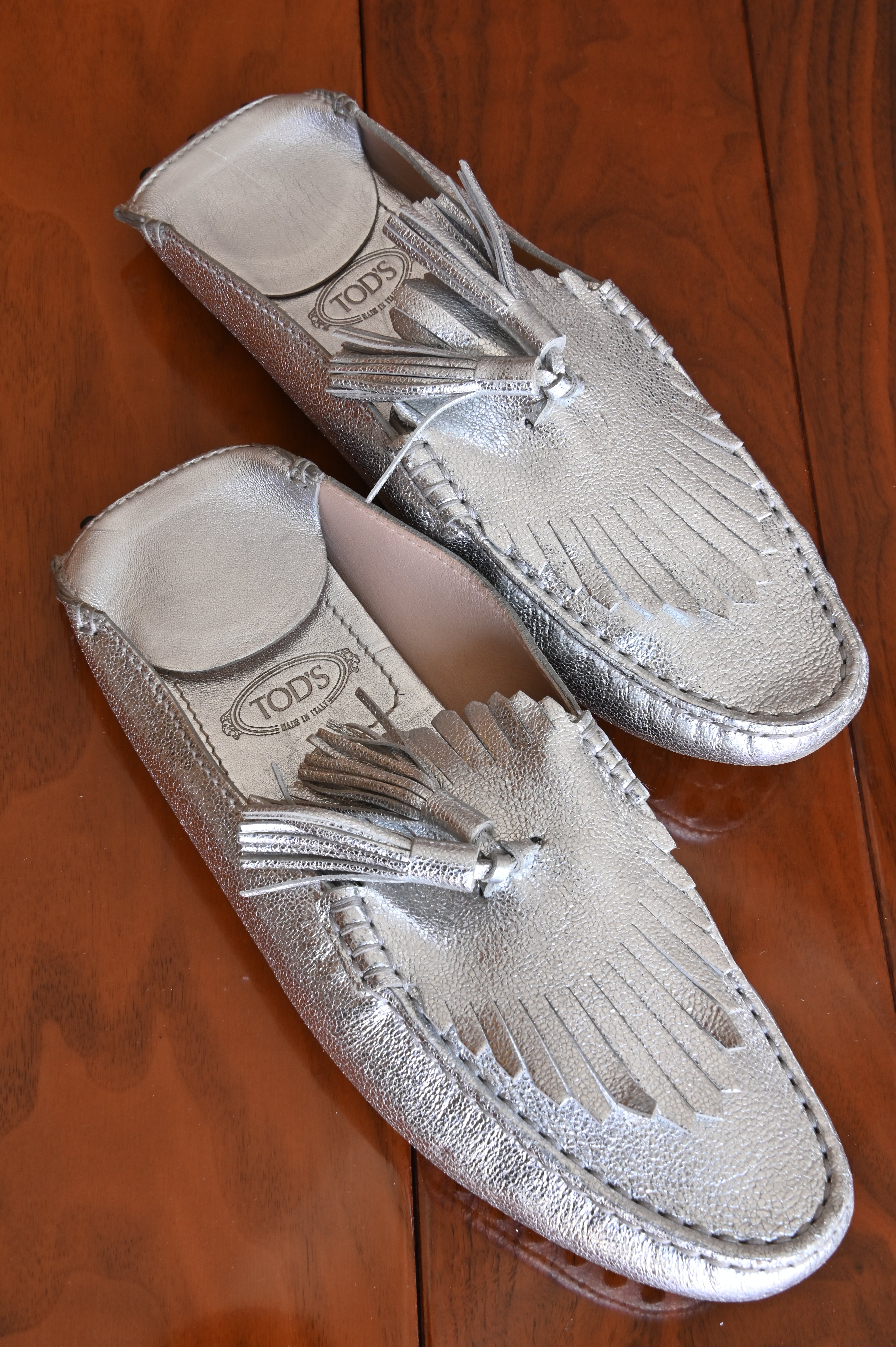 Tod's Silver Gommino Loafers