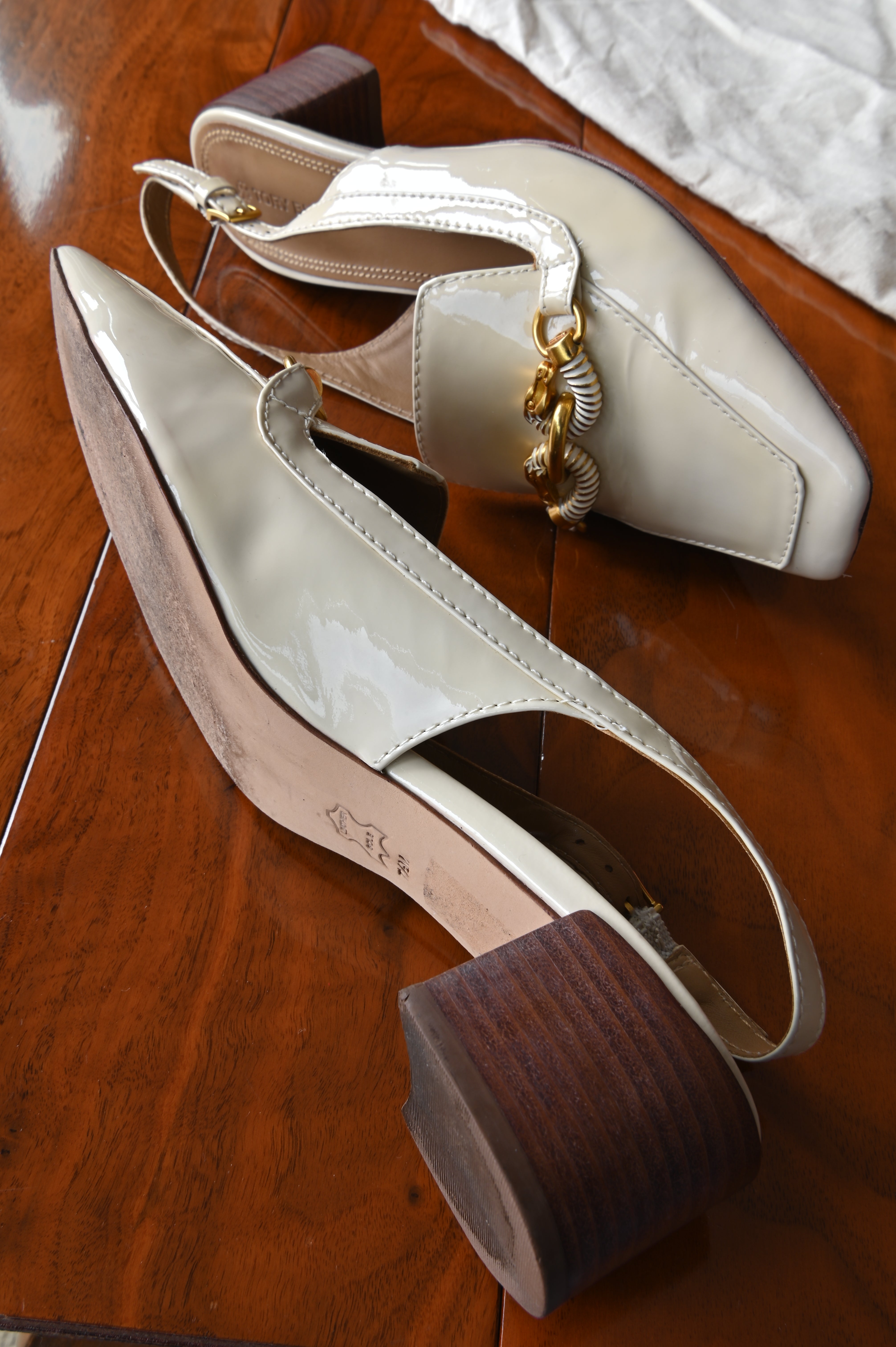 Tory Burch Cream White Jessa Heeled Slingback side two
