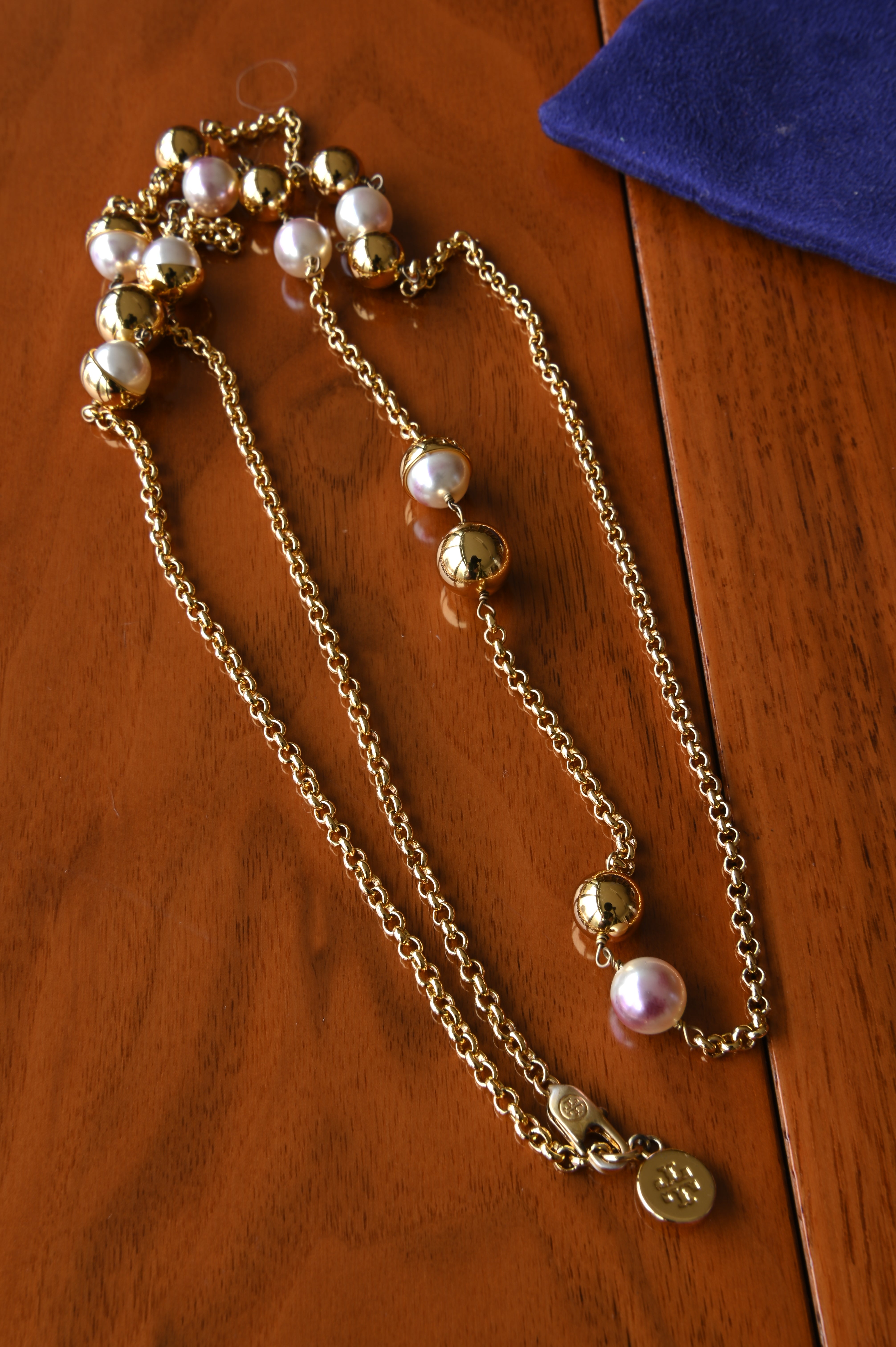 Tory Burch Gold Pearl Necklace 2