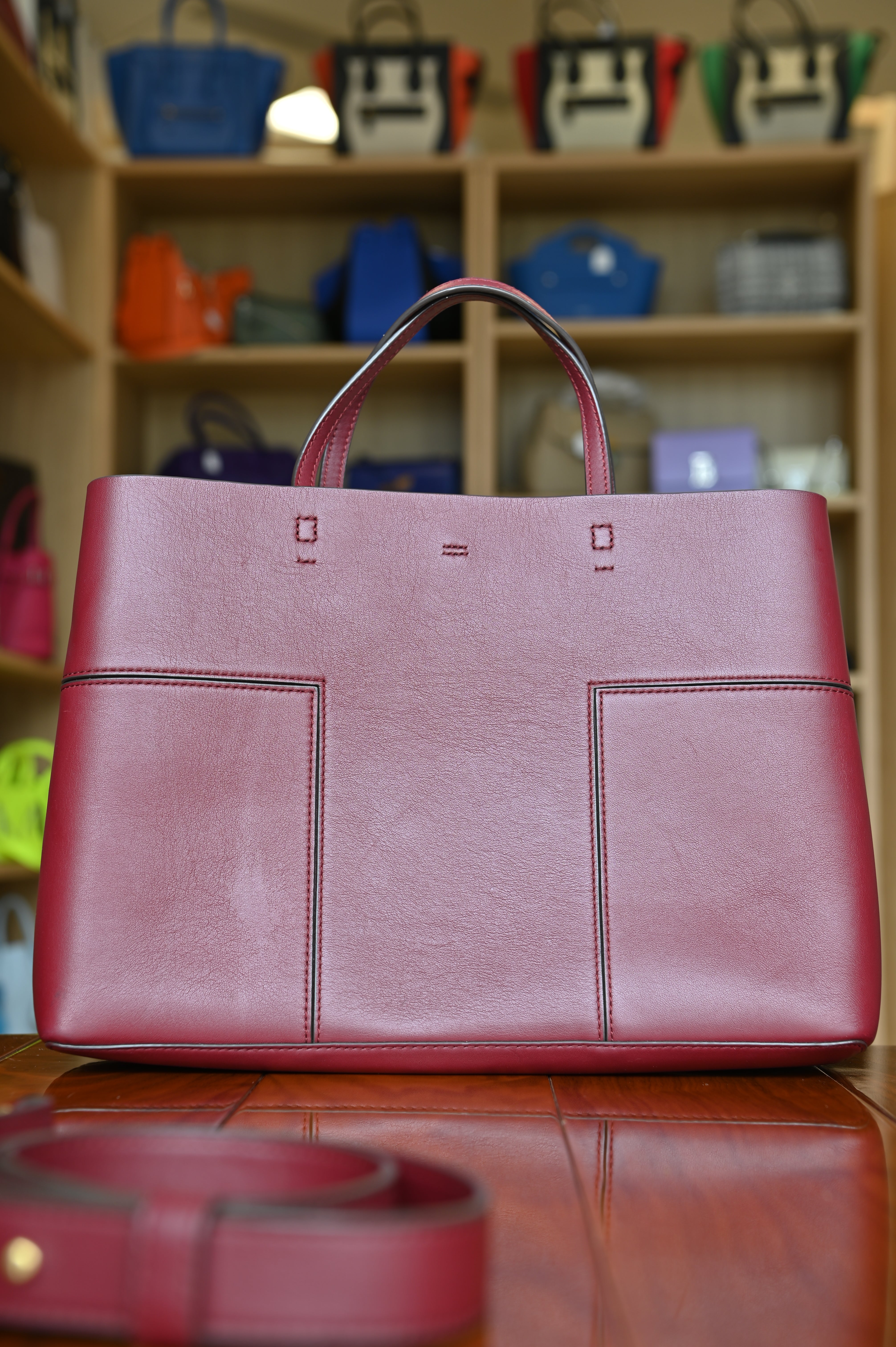 Tory Burch Maroon Tote Bag back