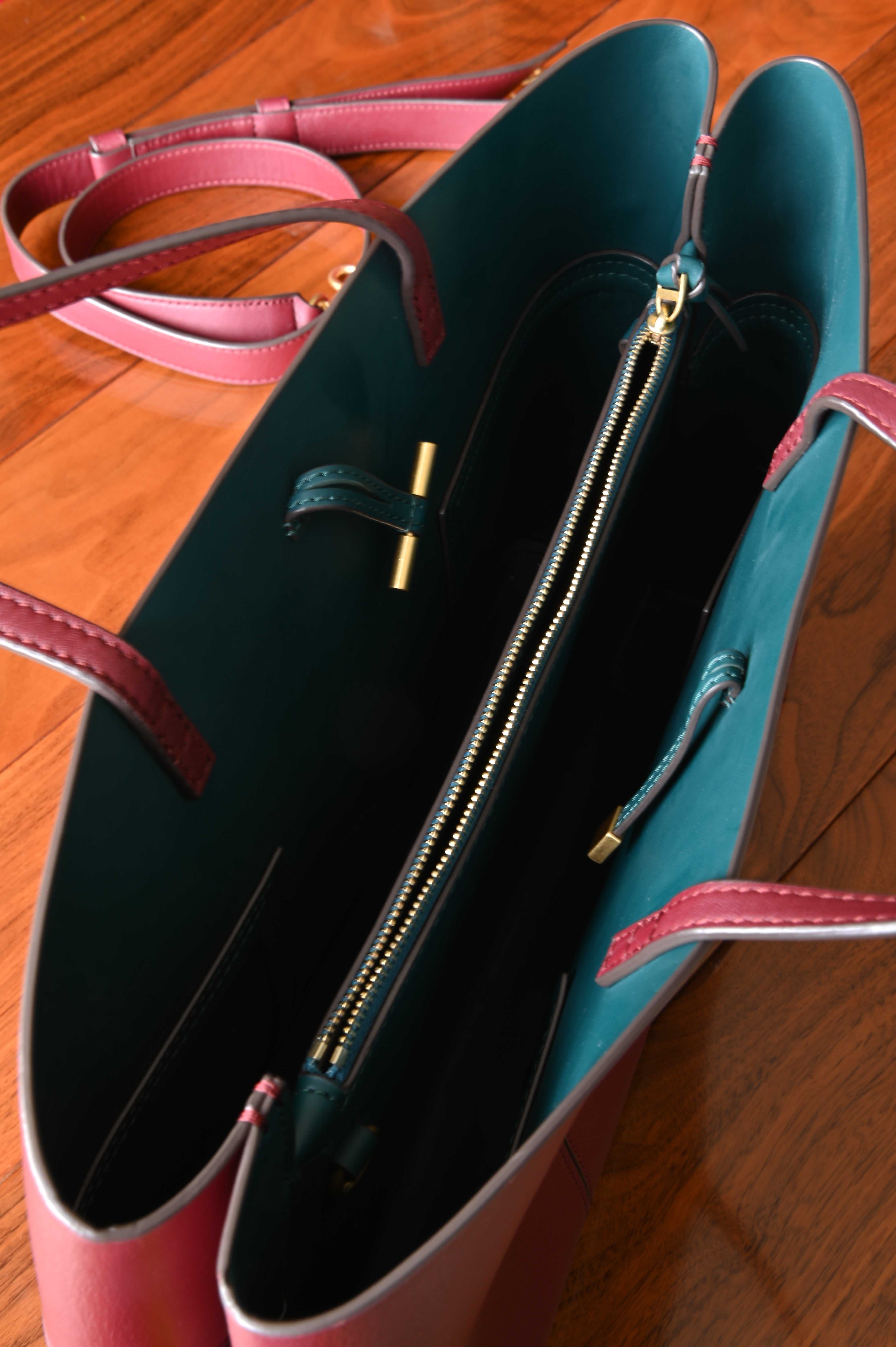 Tory Burch Maroon Tote Bag open