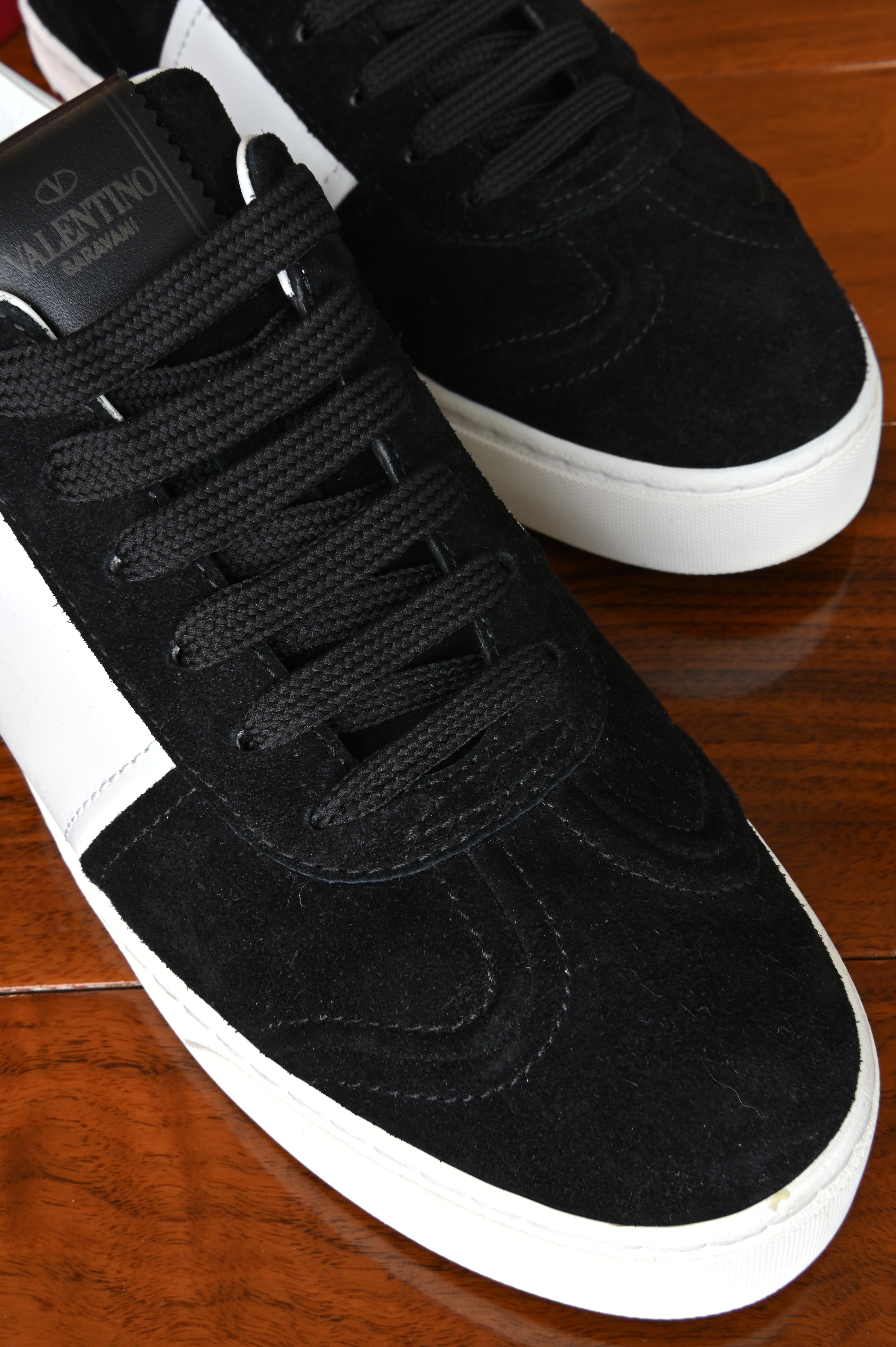 Valentino Black Suede White Leather Sneakers front