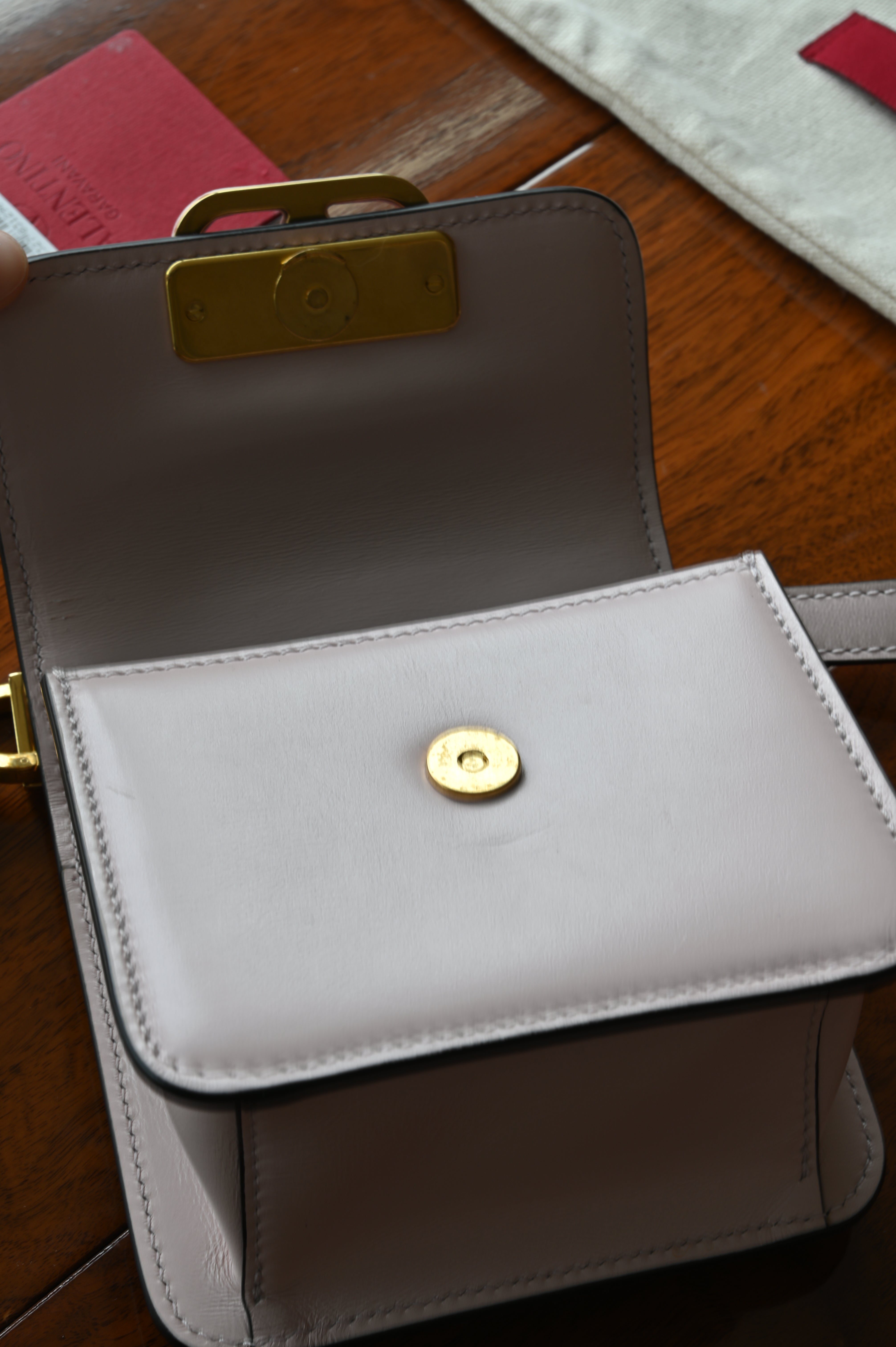 Valentino Garavani Pink Leather Shoulder Bag open