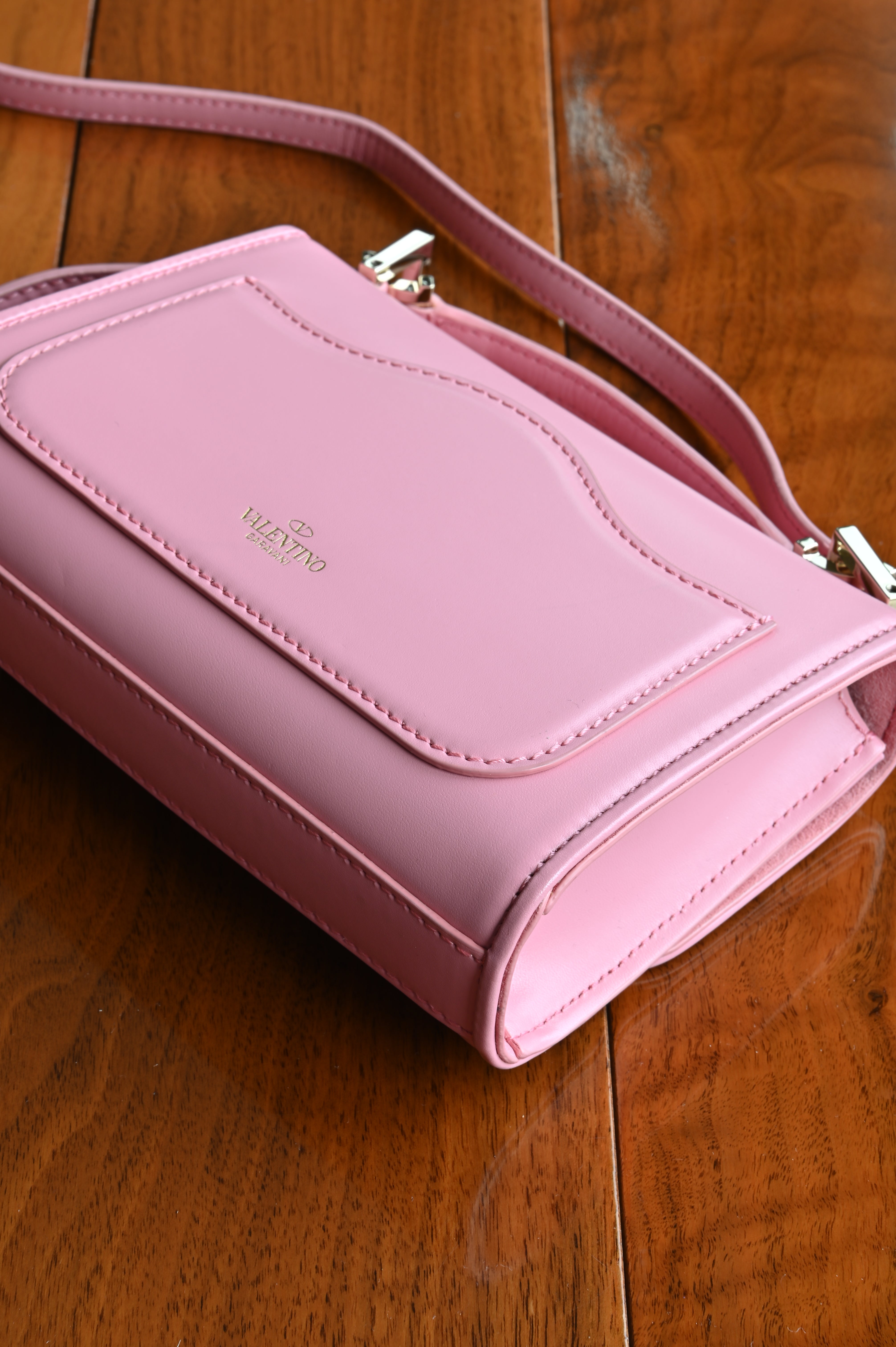 Valentino Garavani Pink VLogo Shoulder Bag angle two