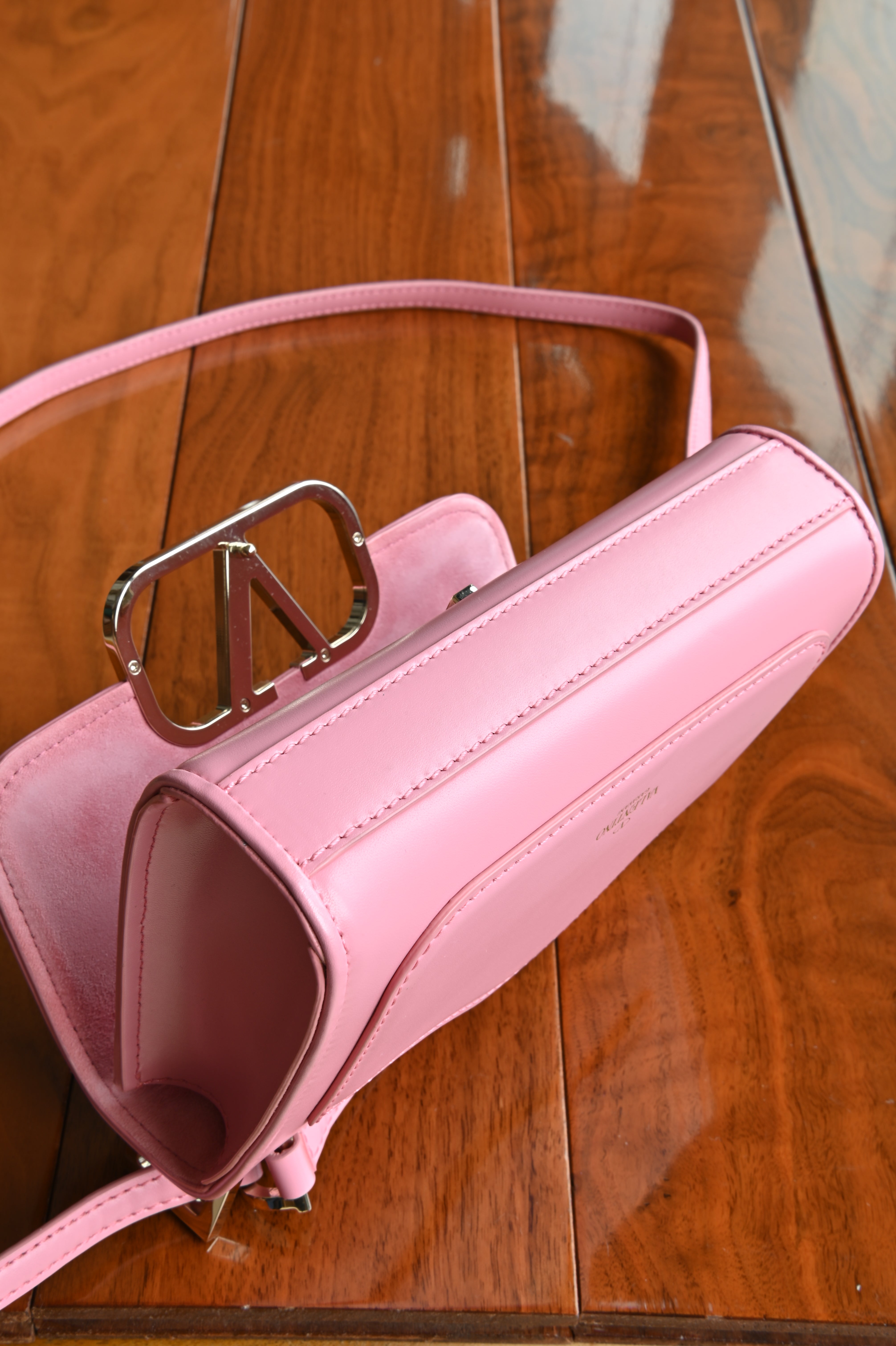 Valentino Garavani Pink VLogo Shoulder Bag bottom