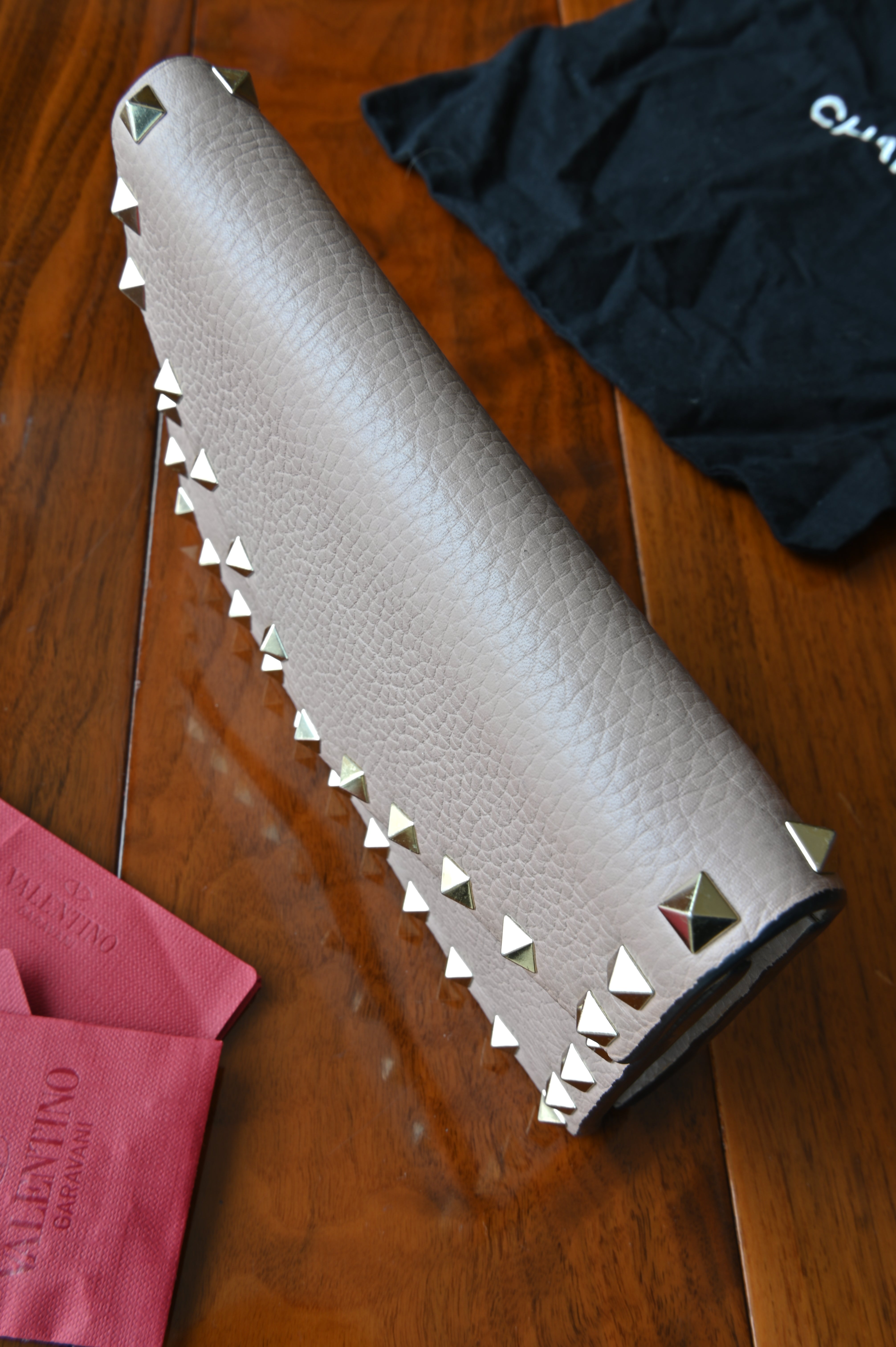Valentino Grey Rockstud Grainy Calfskin Bag top