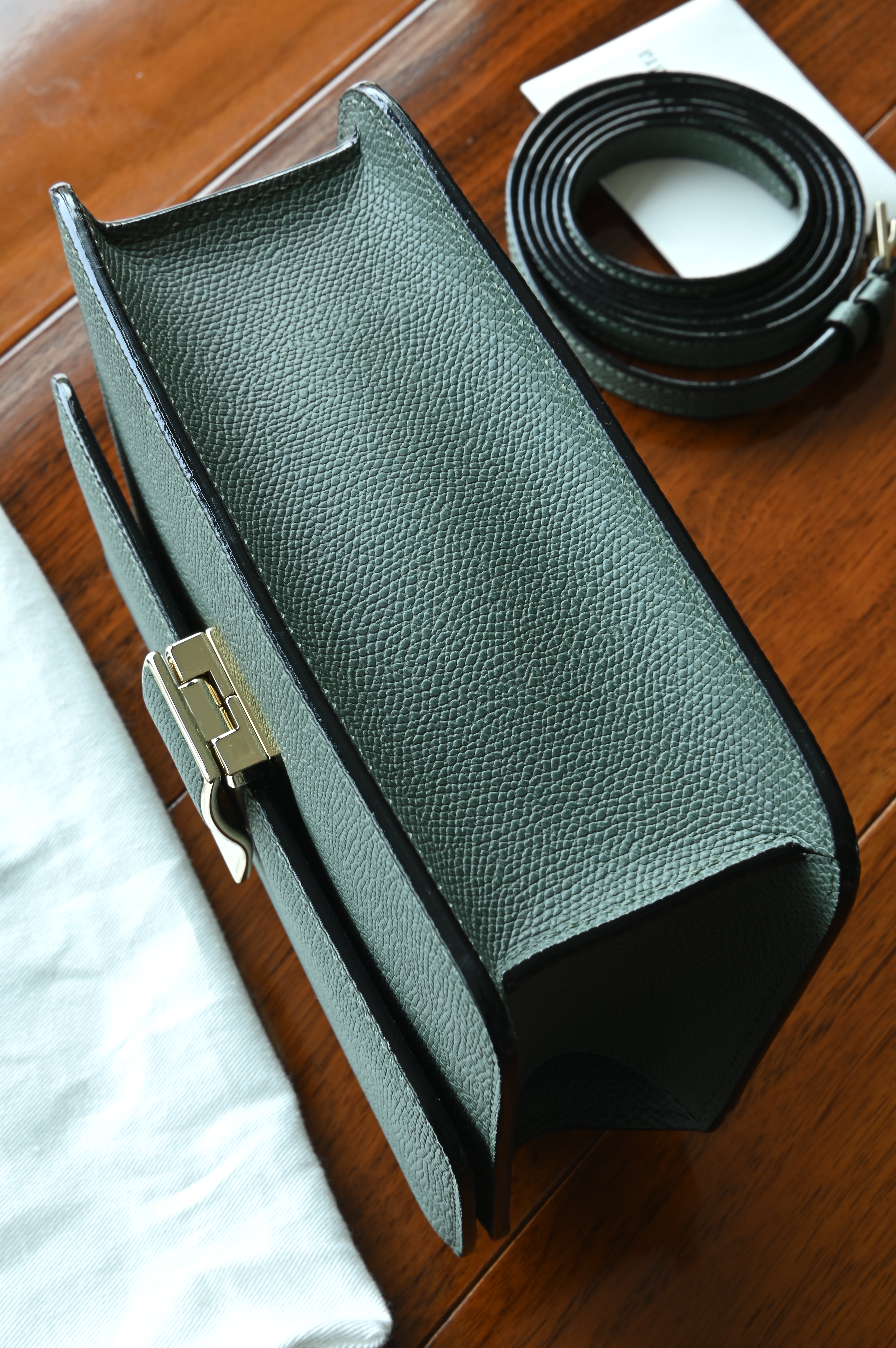 Valextra Green Nolo Crossbody Bag bottom