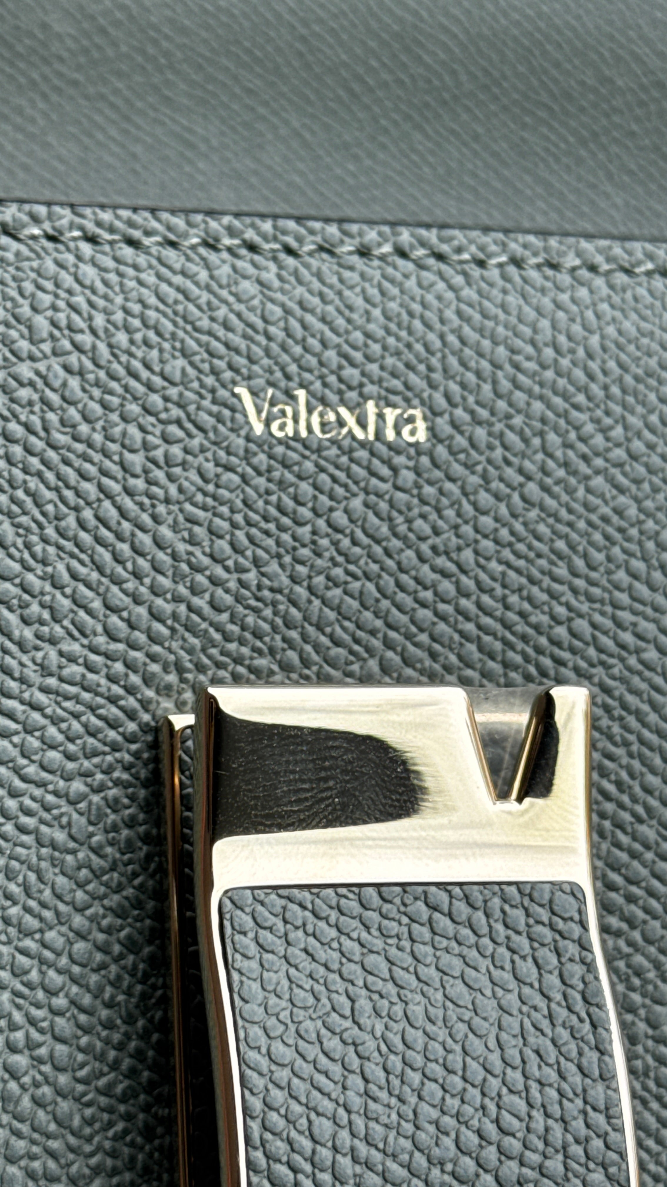 Valextra Green Nolo Crossbody Bag engrave3