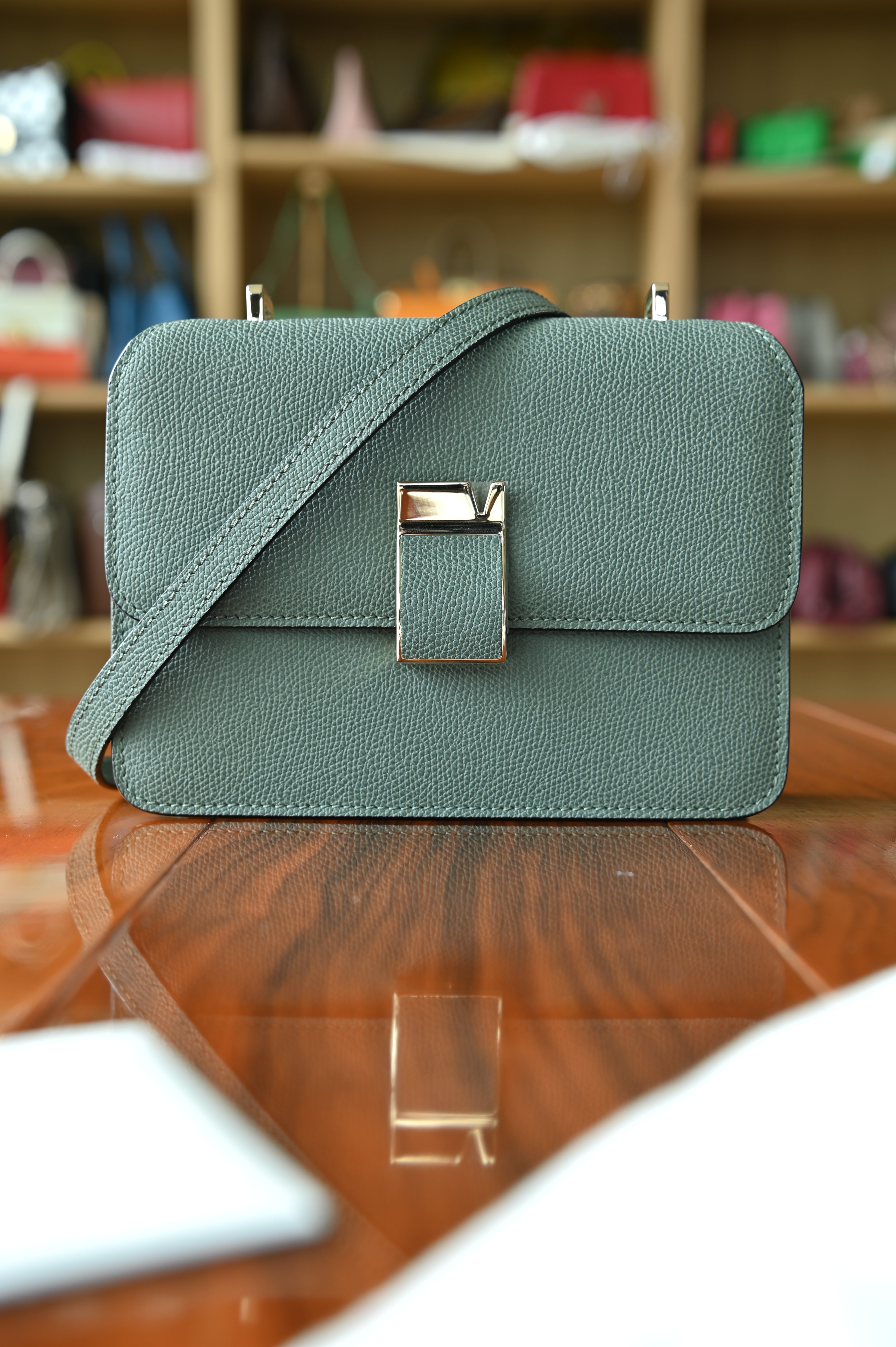 Valextra Green Nolo Crossbody Bag strap