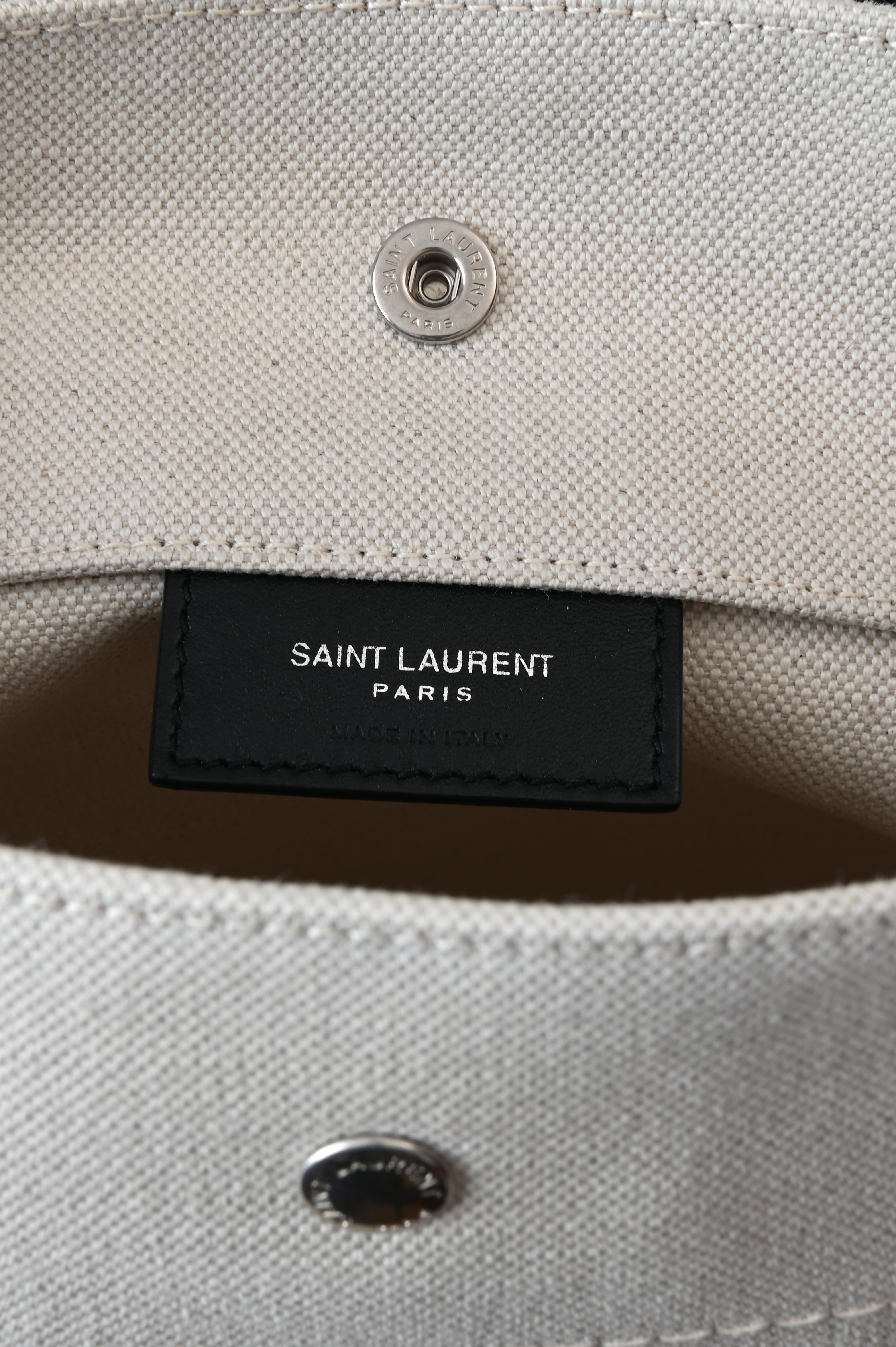 Saint Laurent Rive Gauche Bucket Bag in White Linen