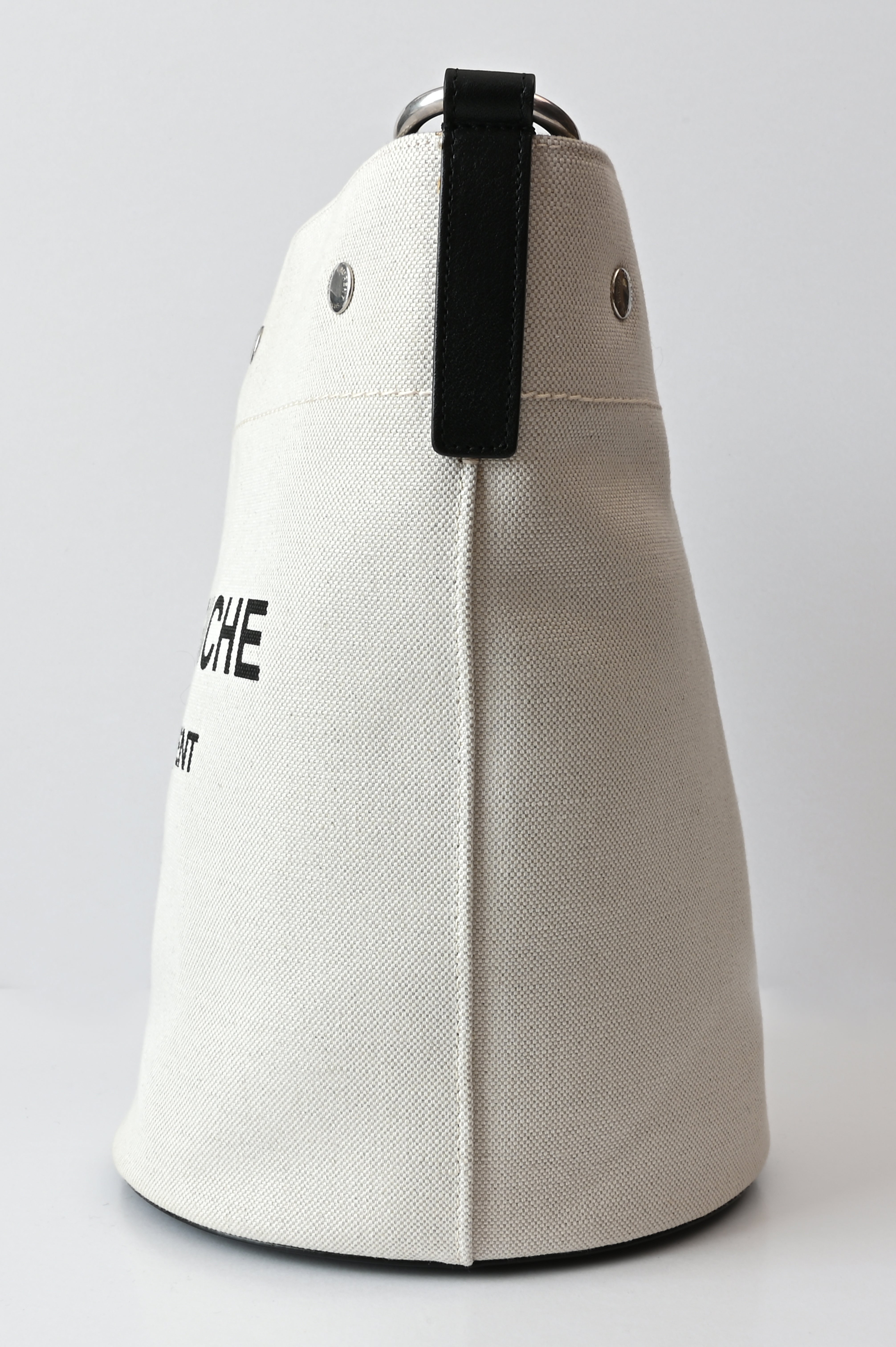 Saint Laurent Rive Gauche Bucket Bag in White Linen