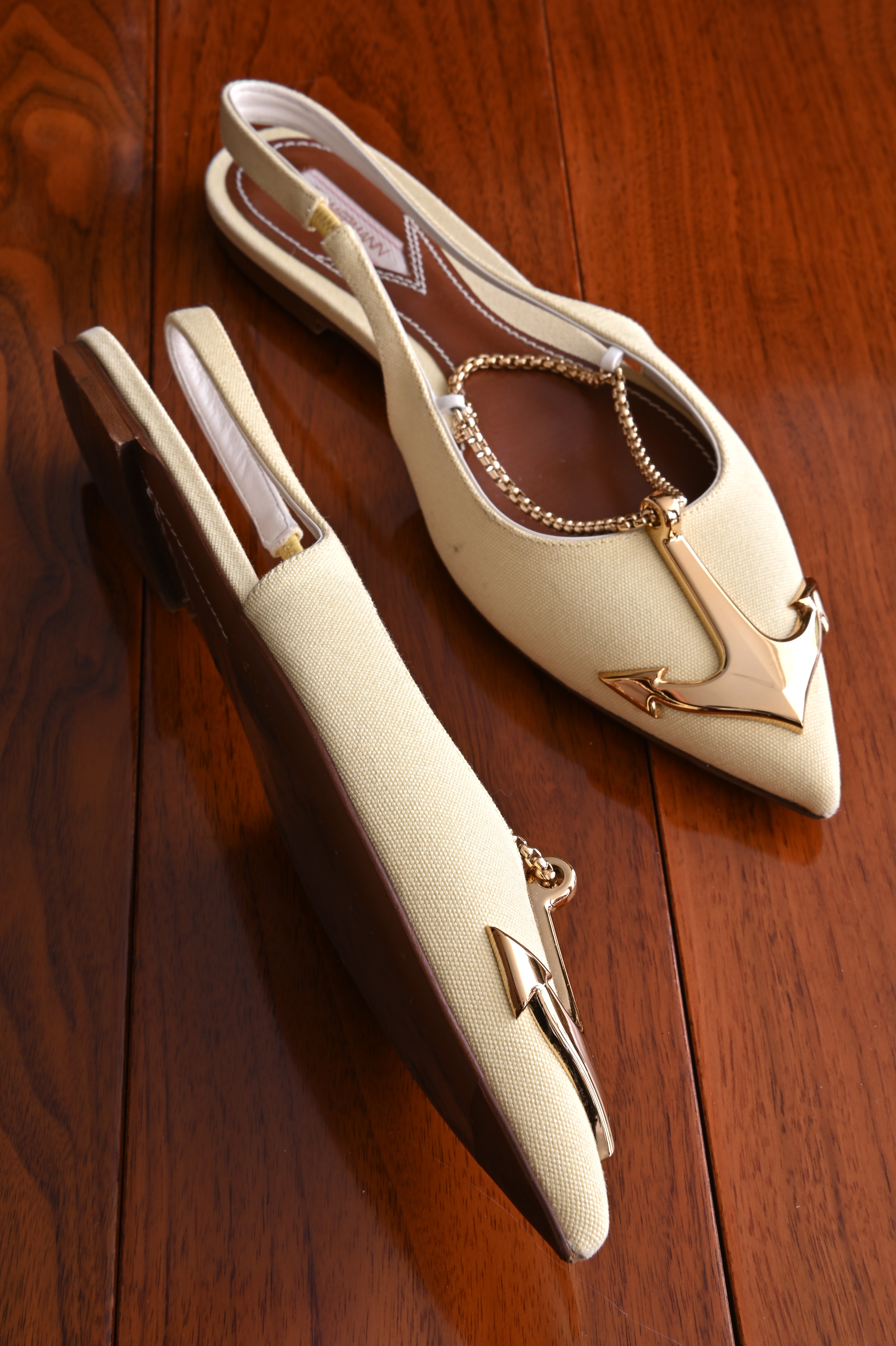 Zimmermann Gold Anchor Slingback Flats